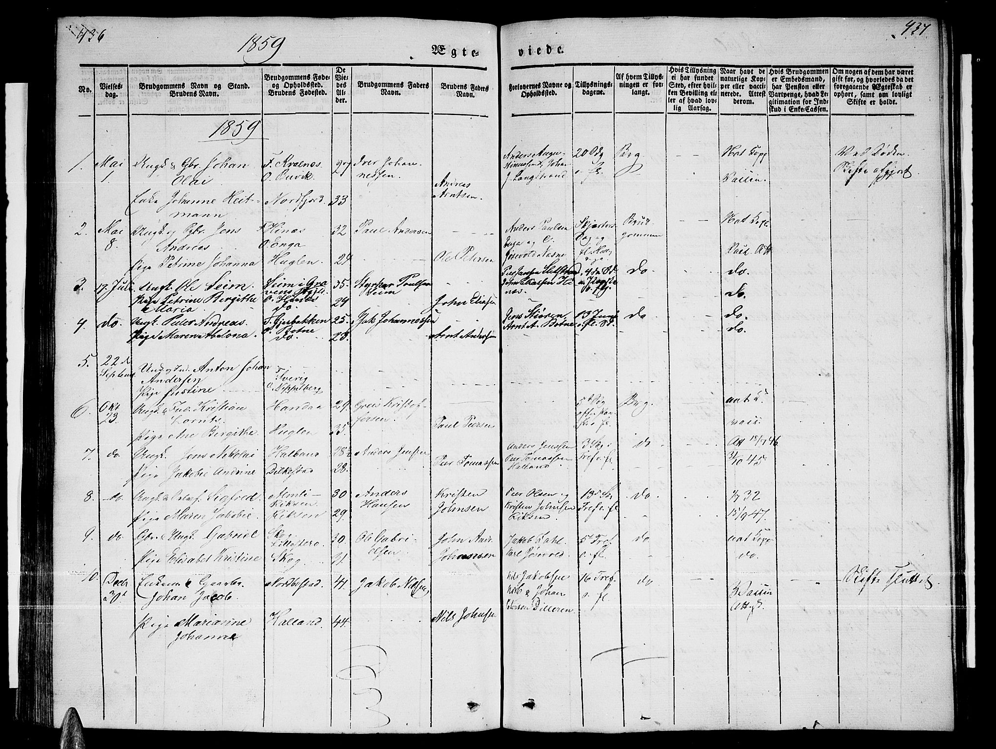 Ministerialprotokoller, klokkerbøker og fødselsregistre - Nordland, SAT/A-1459/838/L0555: Klokkerbok nr. 838C02, 1842-1861, s. 436-437