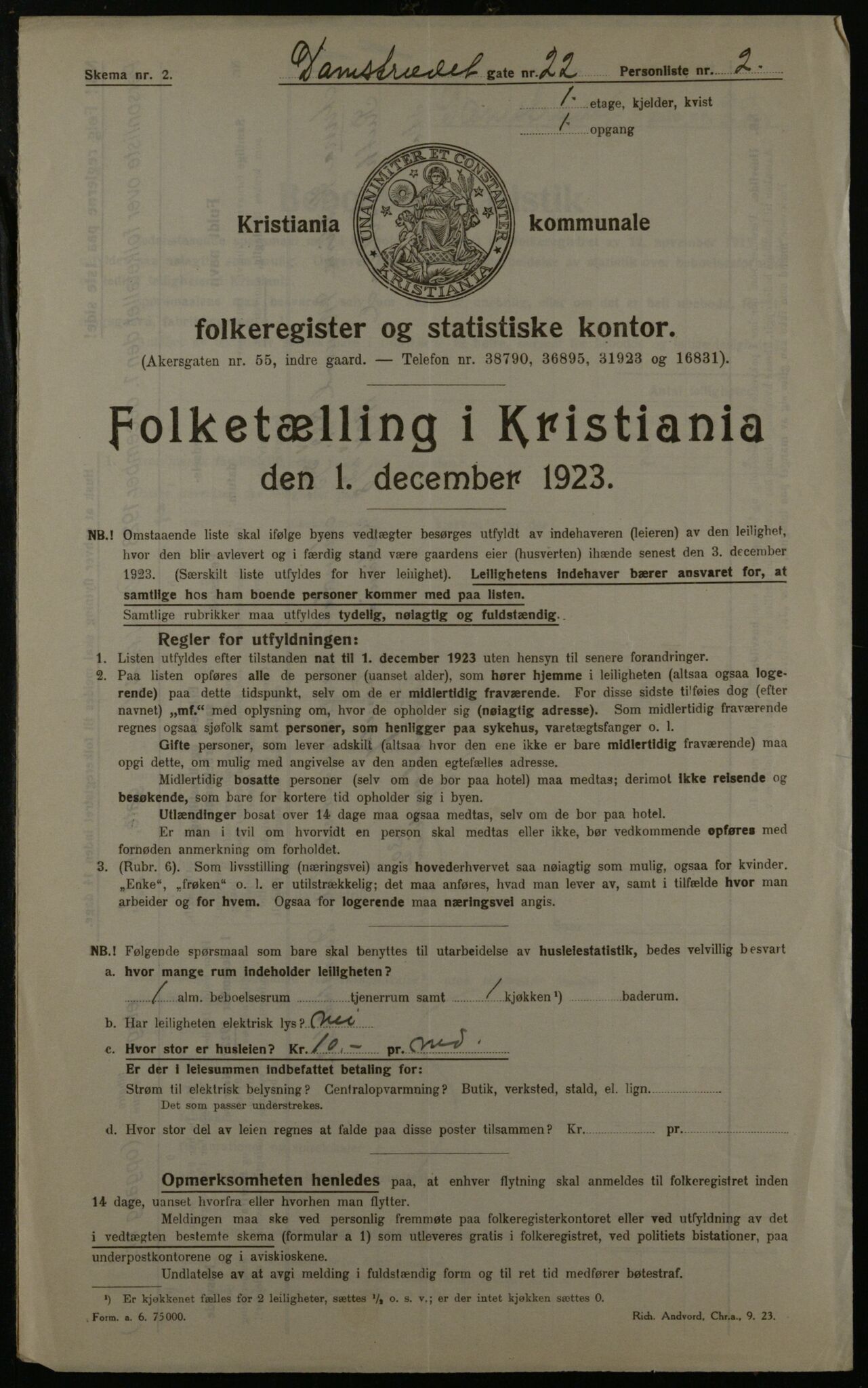 OBA, Kommunal folketelling 1.12.1923 for Kristiania, 1923, s. 16377