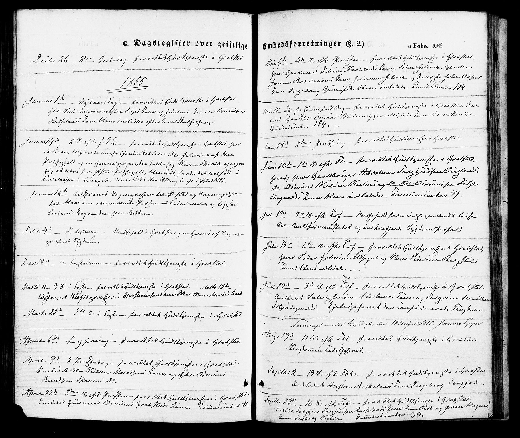 Søgne sokneprestkontor, AV/SAK-1111-0037/F/Fa/Faa/L0002: Ministerialbok nr. A 2, 1854-1882, s. 368