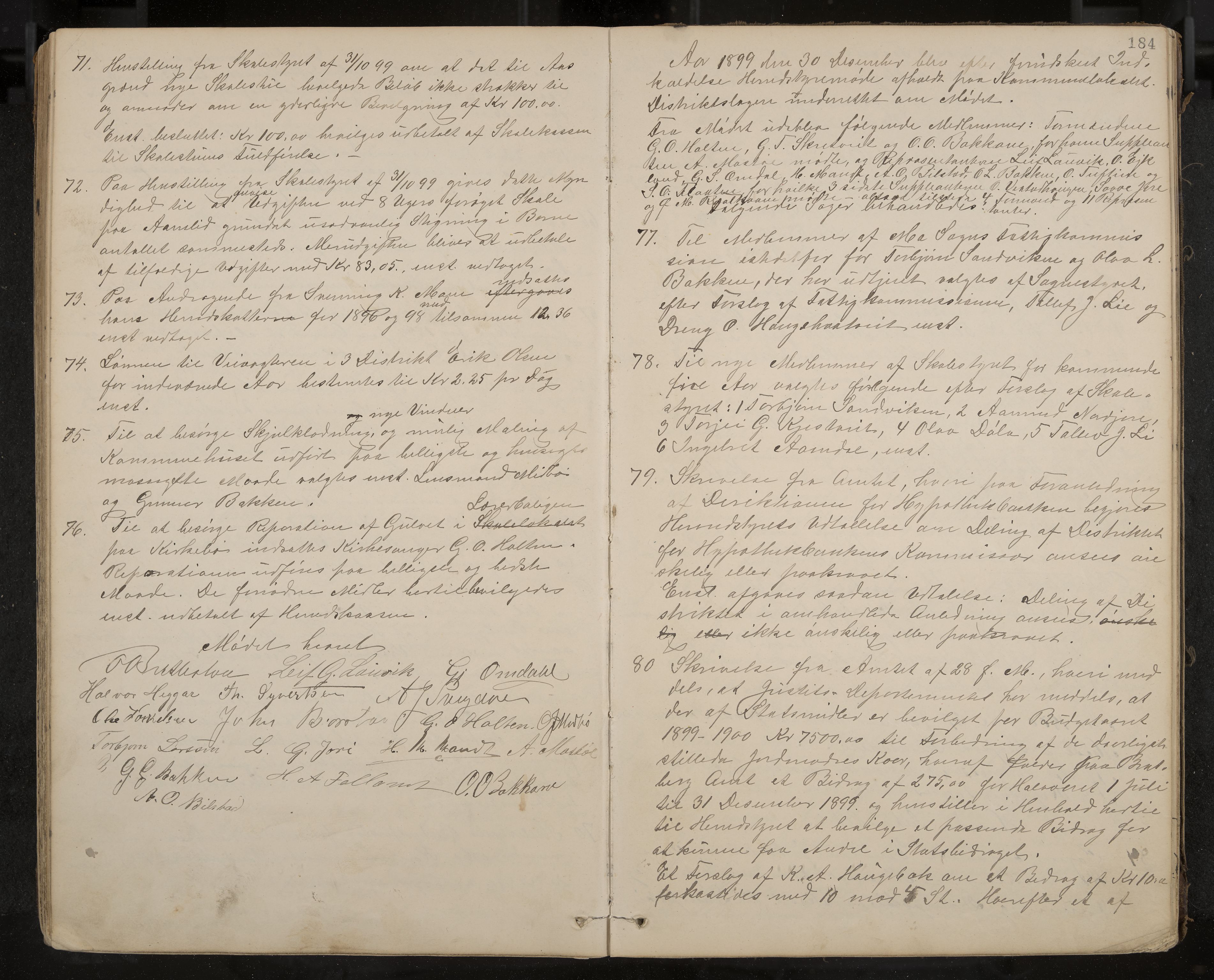 Mo formannskap og sentraladministrasjon, IKAK/0832021/A/L0003: Møtebok, 1886-1903, s. 184