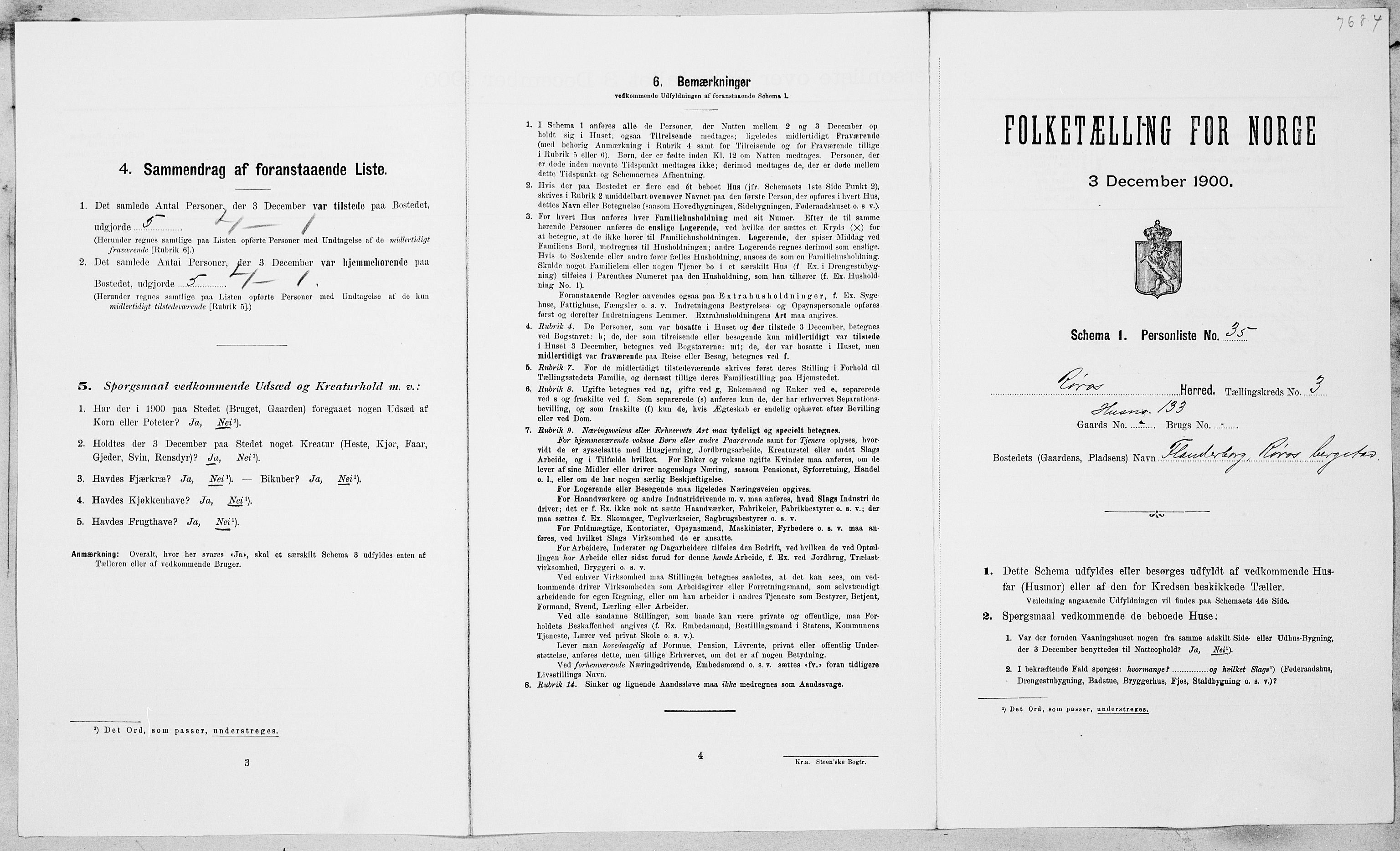 SAT, Folketelling 1900 for 1640 Røros herred, 1900, s. 336
