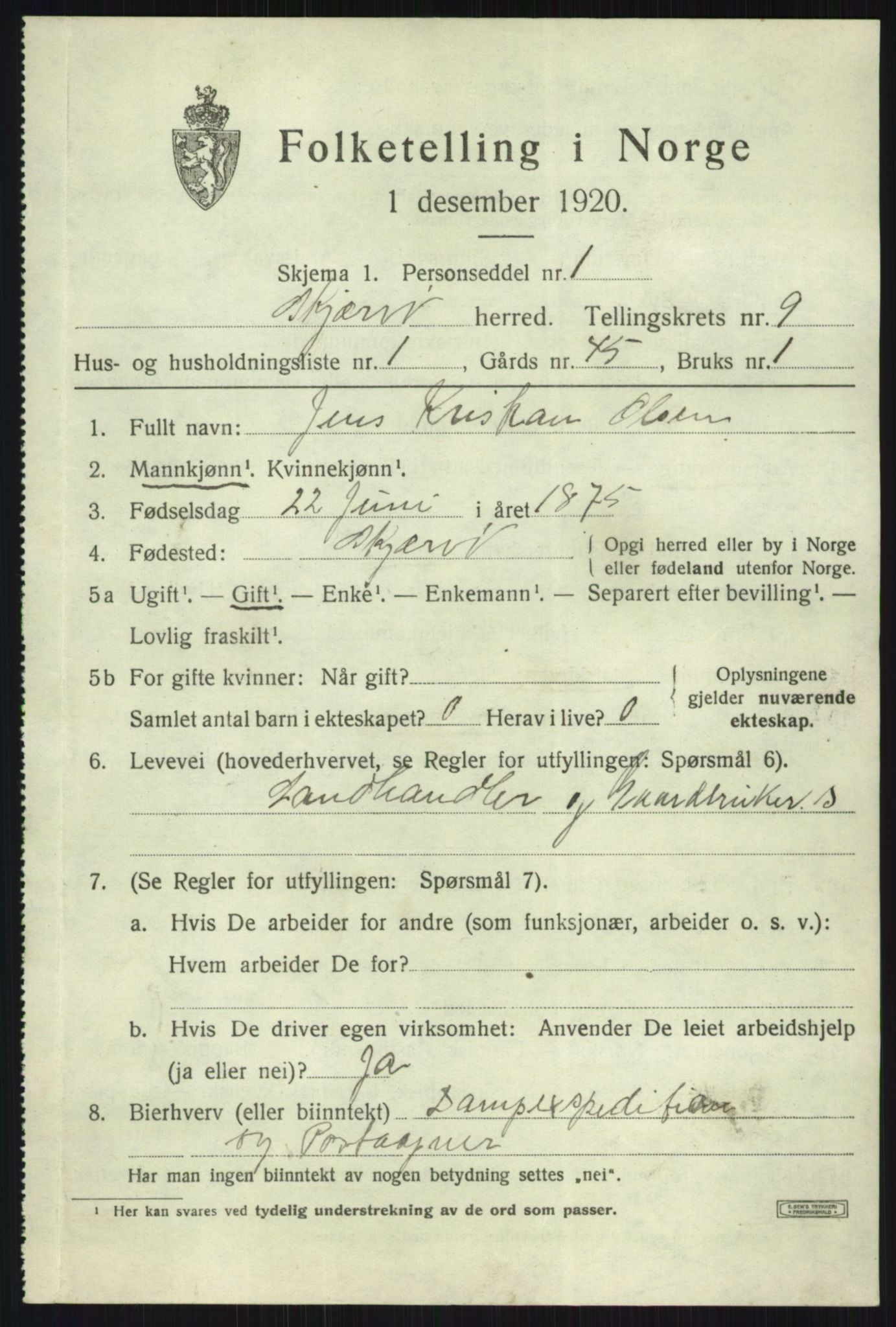 SATØ, Folketelling 1920 for 1941 Skjervøy herred, 1920, s. 5109
