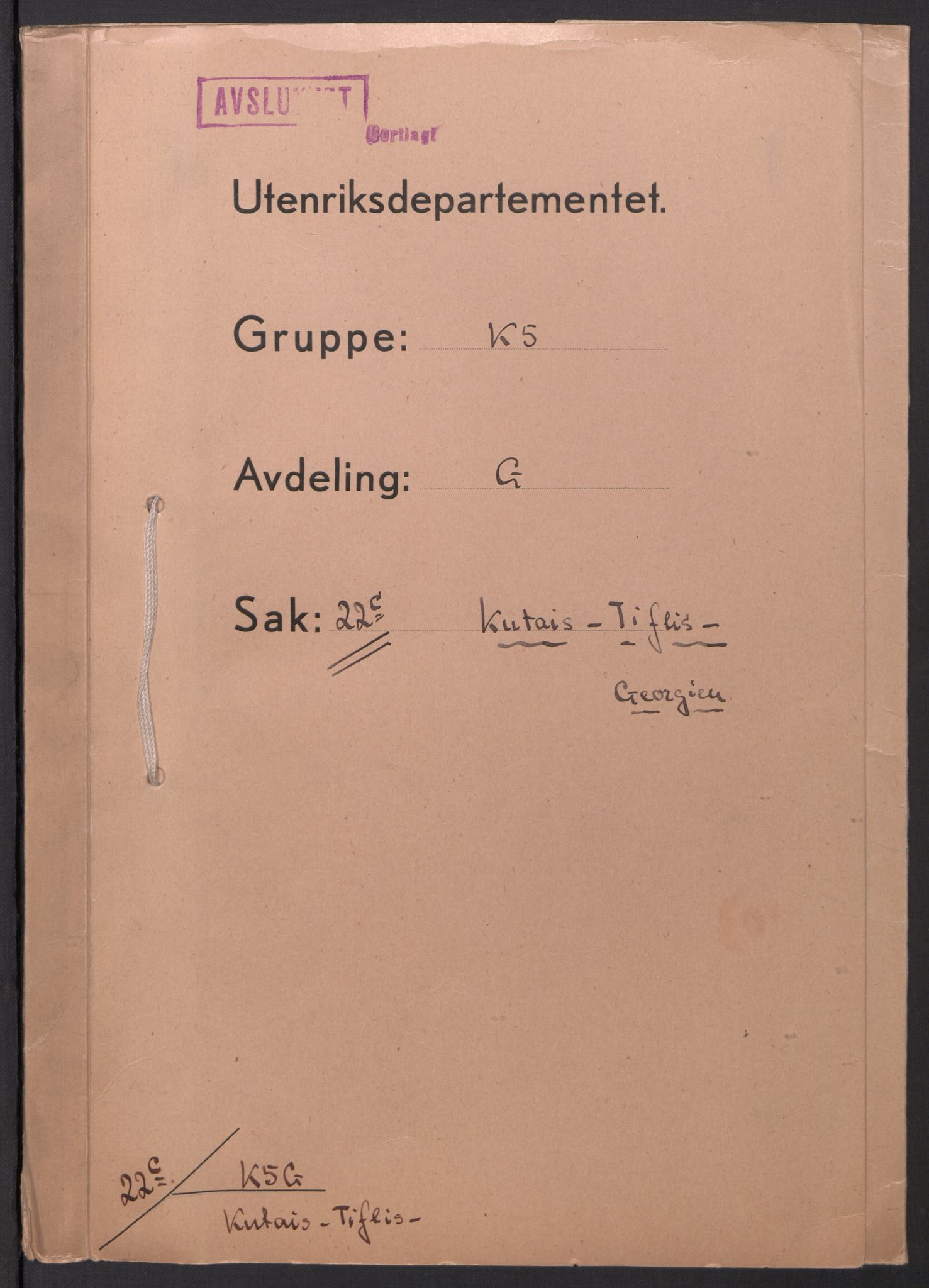 Utenriksdepartementet, AV/RA-S-2259, 1918-1937, s. 1