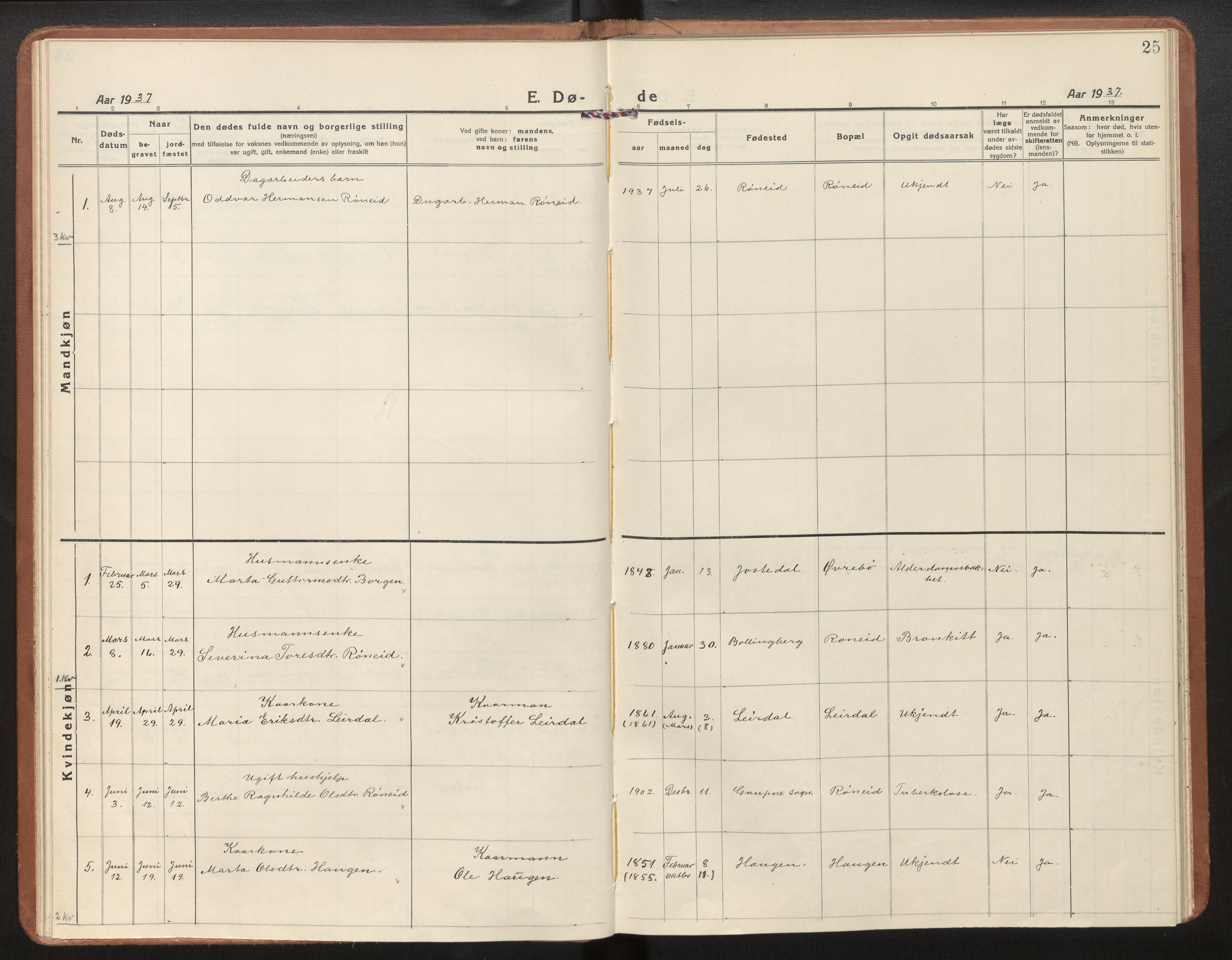 Jostedal sokneprestembete, AV/SAB-A-80601/H/Haa/Haad/L0002: Ministerialbok nr. D 2, 1923-2007, s. 25