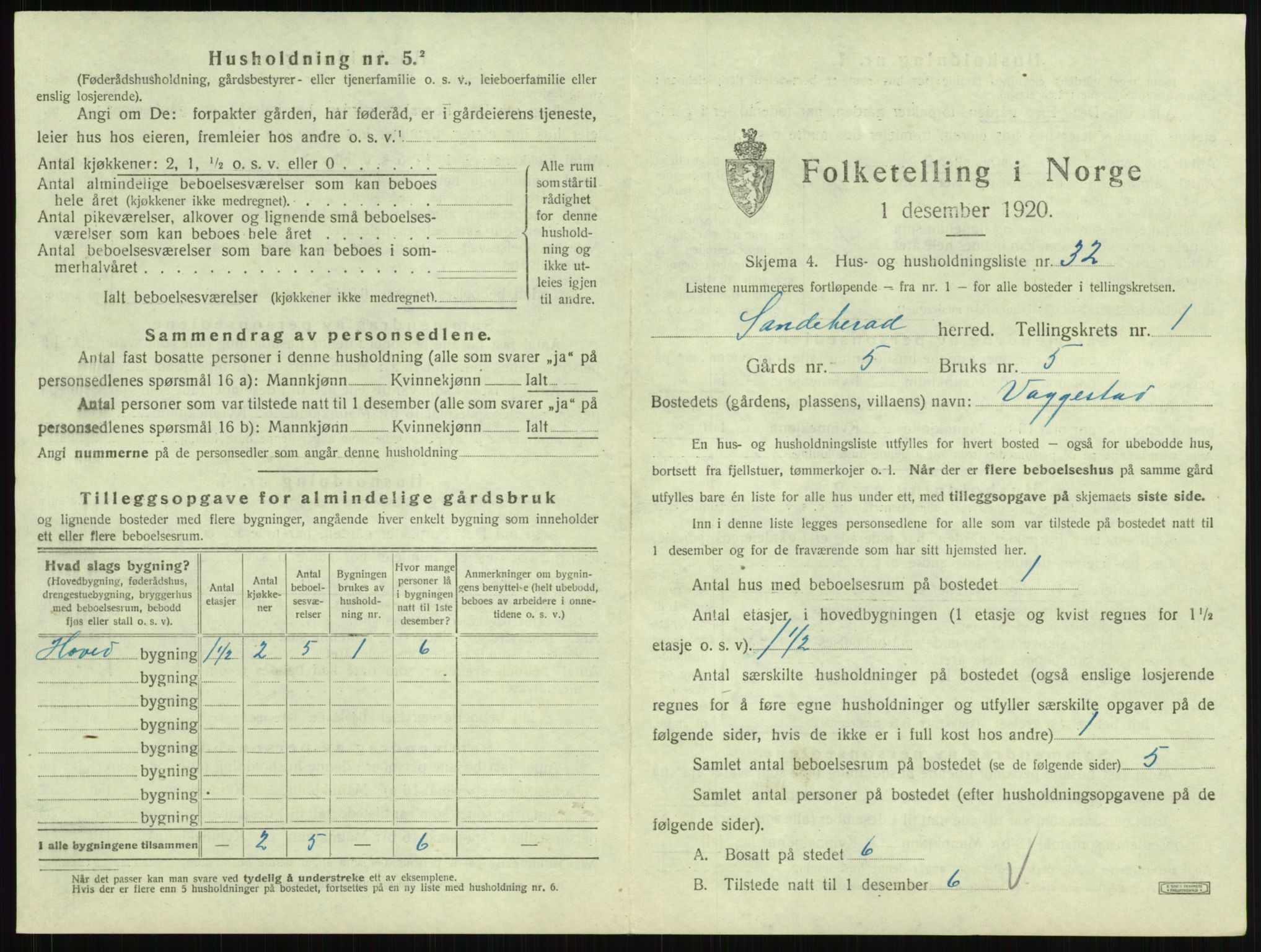 SAKO, Folketelling 1920 for 0724 Sandeherred herred, 1920, s. 141