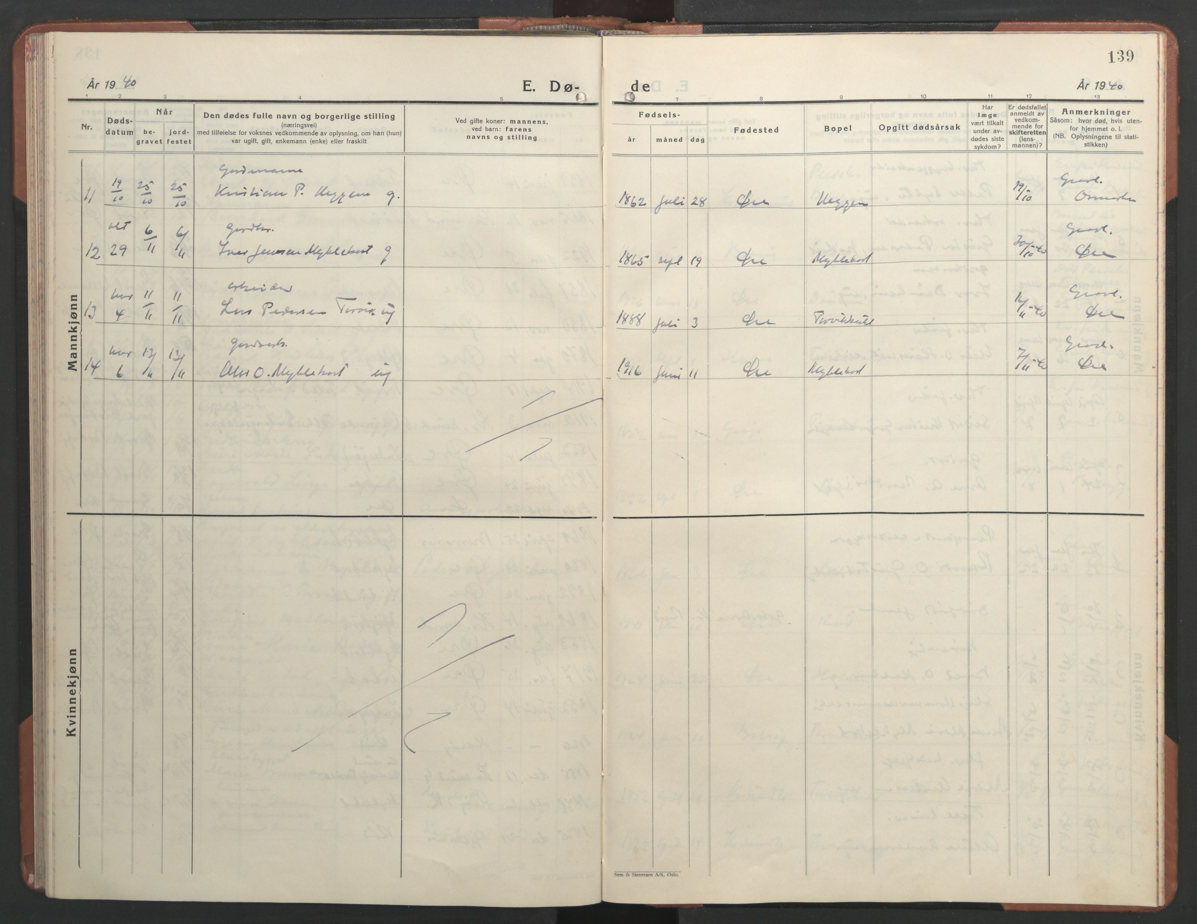 Ministerialprotokoller, klokkerbøker og fødselsregistre - Møre og Romsdal, AV/SAT-A-1454/584/L0971: Klokkerbok nr. 584C04, 1933-1946, s. 139