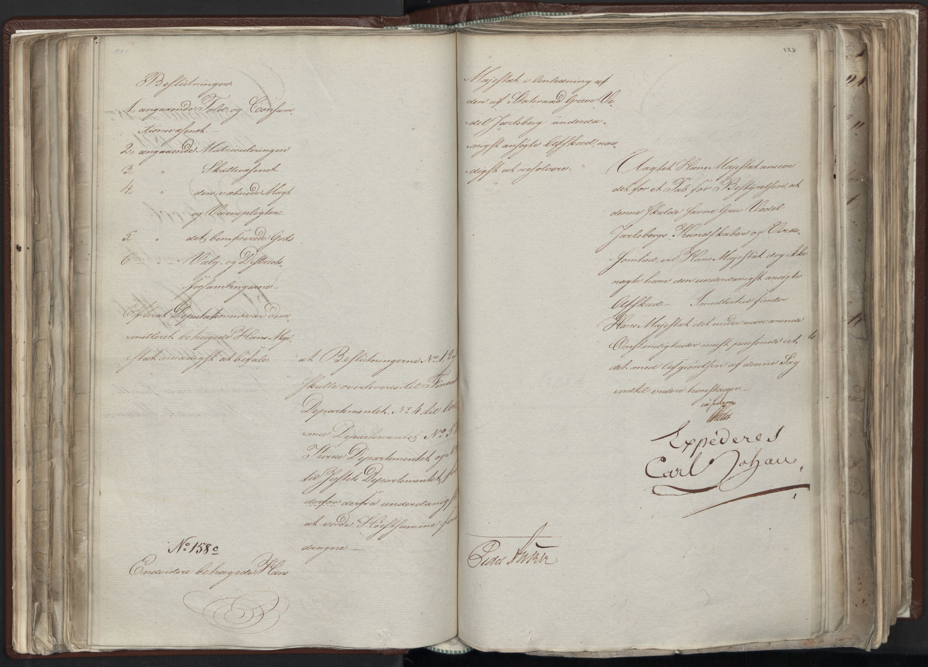 Statsrådssekretariatet, AV/RA-S-1001/A/Ab/L0012: Kgl. res. nr. 5679-6008 II, 1821, s. 127b-128a