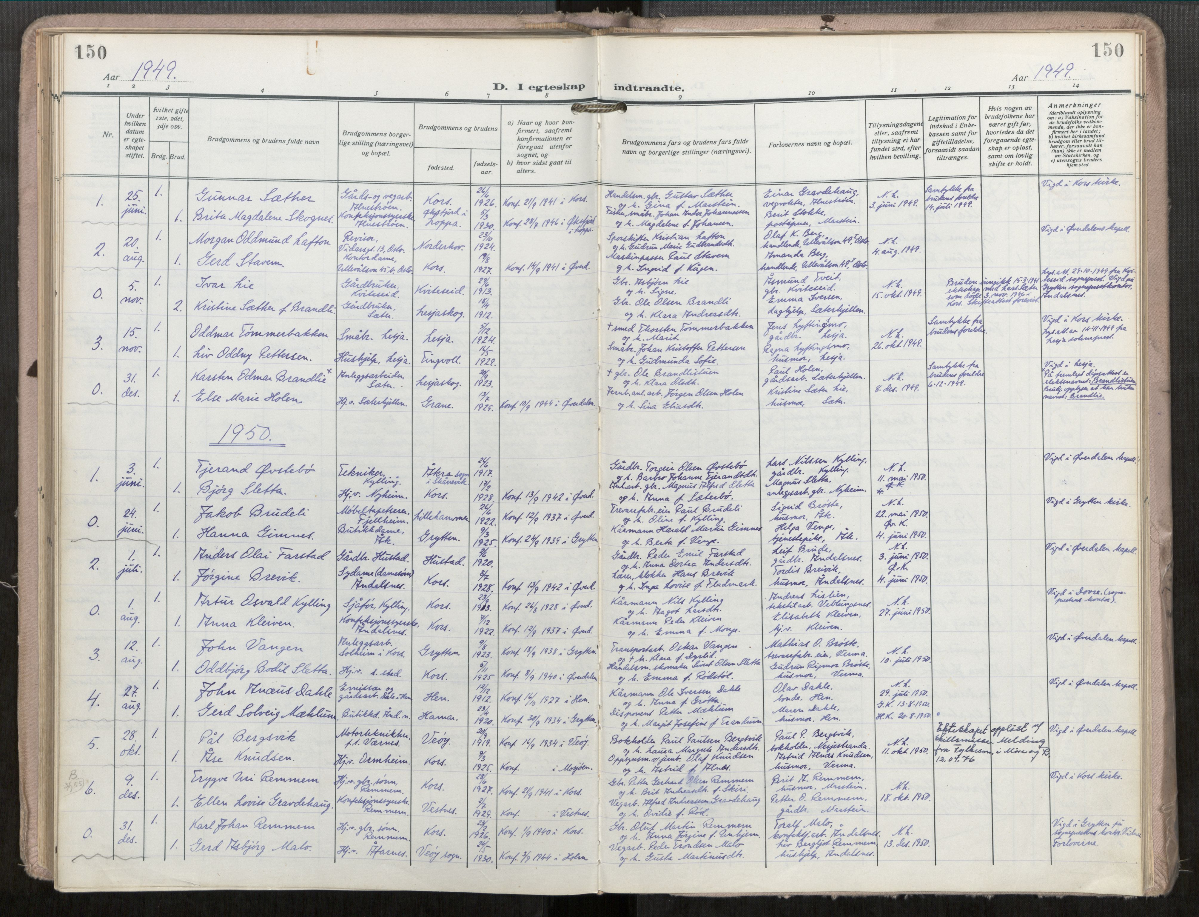 Ministerialprotokoller, klokkerbøker og fødselsregistre - Møre og Romsdal, AV/SAT-A-1454/546/L0601: Ministerialbok nr. 546A04, 1919-1956, s. 150