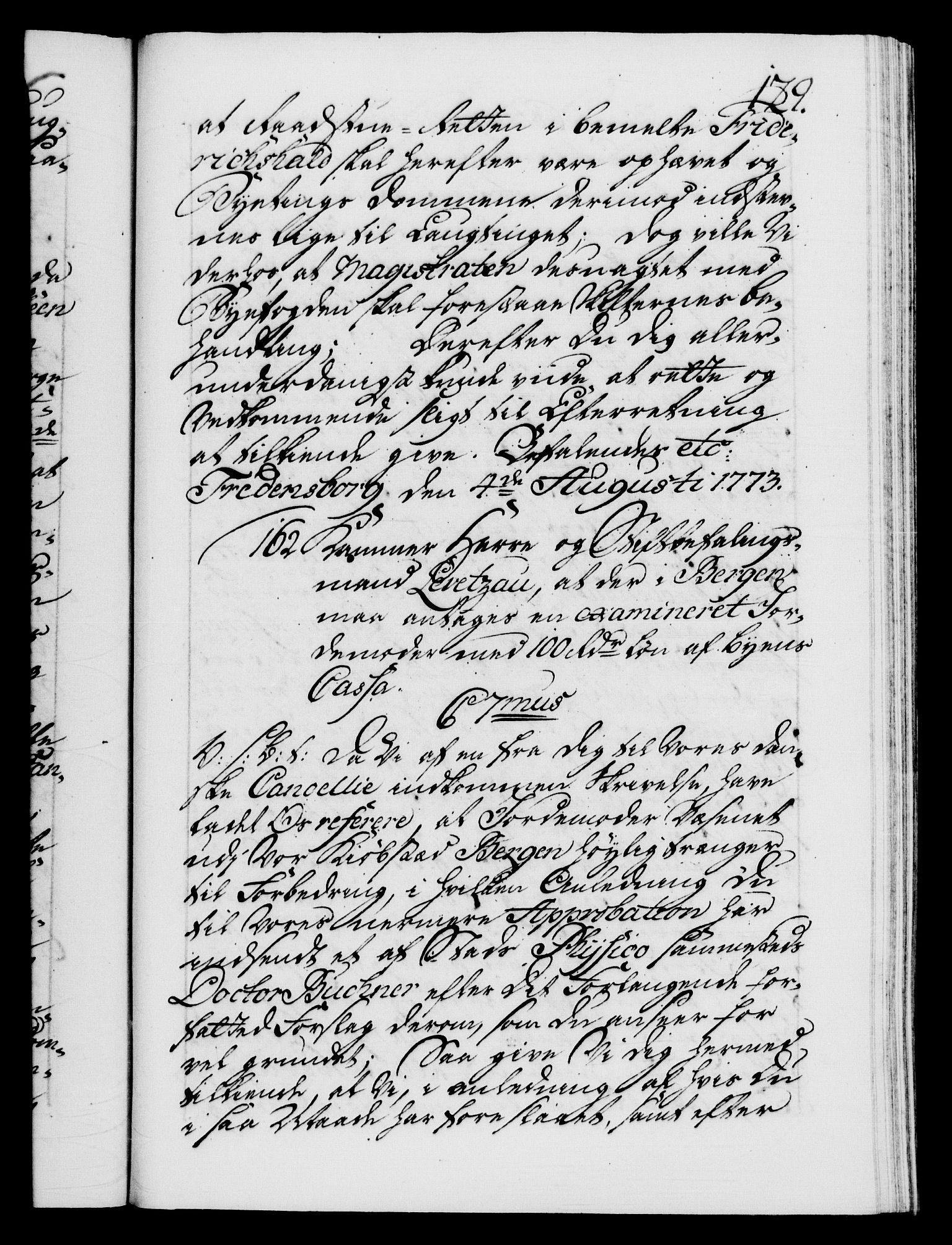 Danske Kanselli 1572-1799, AV/RA-EA-3023/F/Fc/Fca/Fcab/L0041: Norske tegnelser, 1773-1776, s. 129a
