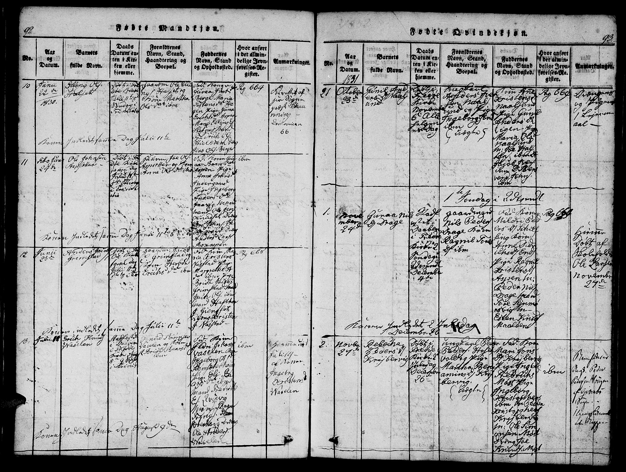 Ministerialprotokoller, klokkerbøker og fødselsregistre - Møre og Romsdal, AV/SAT-A-1454/573/L0873: Klokkerbok nr. 573C01, 1819-1834, s. 92-93