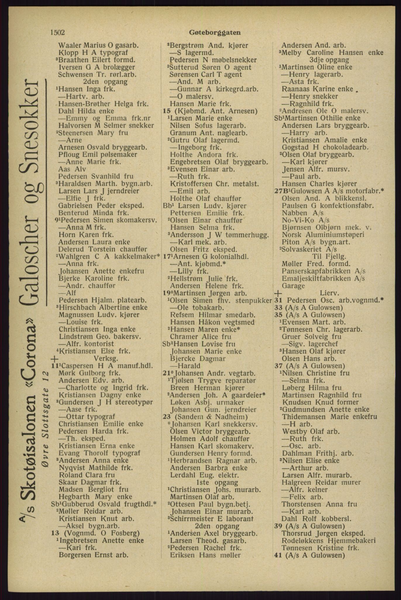 Kristiania/Oslo adressebok, PUBL/-, 1929, s. 1502