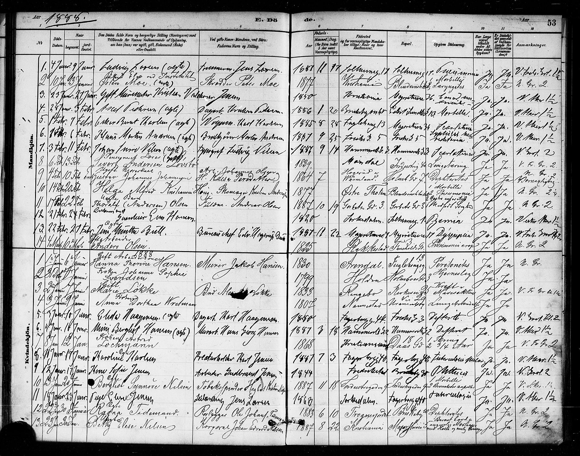 Uranienborg prestekontor Kirkebøker, AV/SAO-A-10877/F/Fa/L0004: Ministerialbok nr. I 4, 1880-1901, s. 53