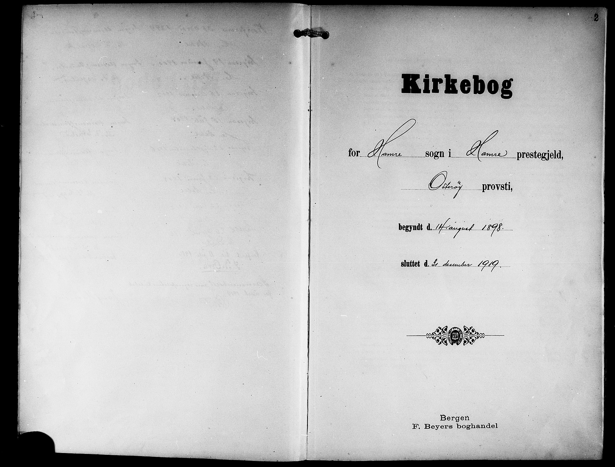 Hamre sokneprestembete, SAB/A-75501/H/Ha/Hab: Klokkerbok nr. B 4, 1898-1919, s. 2