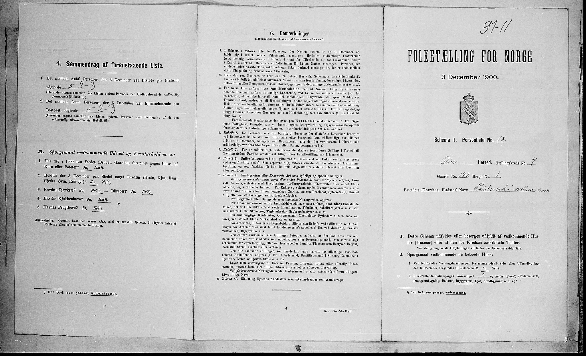 SAH, Folketelling 1900 for 0521 Øyer herred, 1900, s. 945