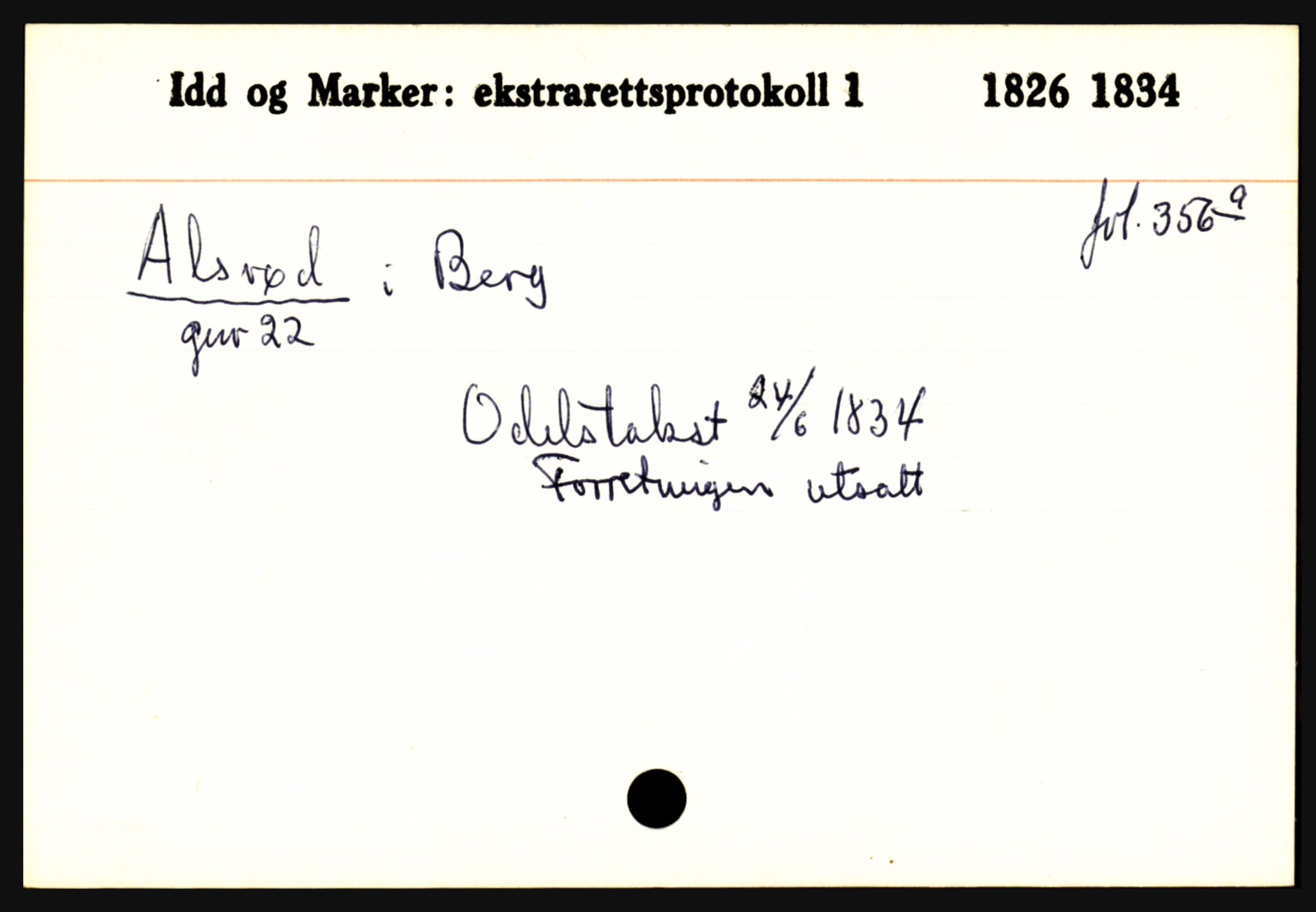 Statsarkivet i Oslo, AV/SAO-A-10621/Z/Za/L0002: Berg (Alkerød - Åsmundsengen), Borge (Balterød - Årum), s. 6