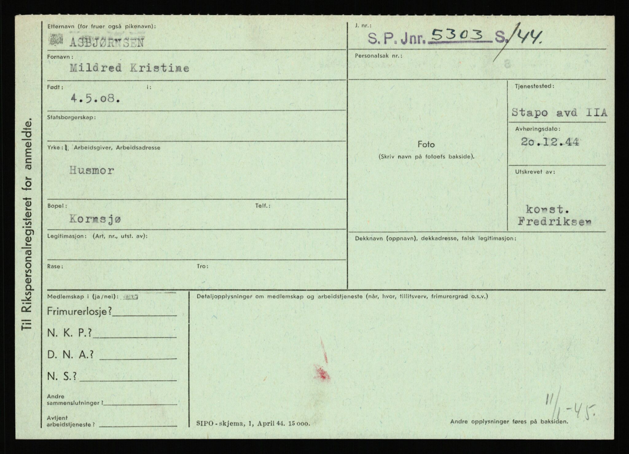 Statspolitiet - Hovedkontoret / Osloavdelingen, AV/RA-S-1329/C/Ca/L0002: Arneberg - Brand, 1943-1945, s. 360