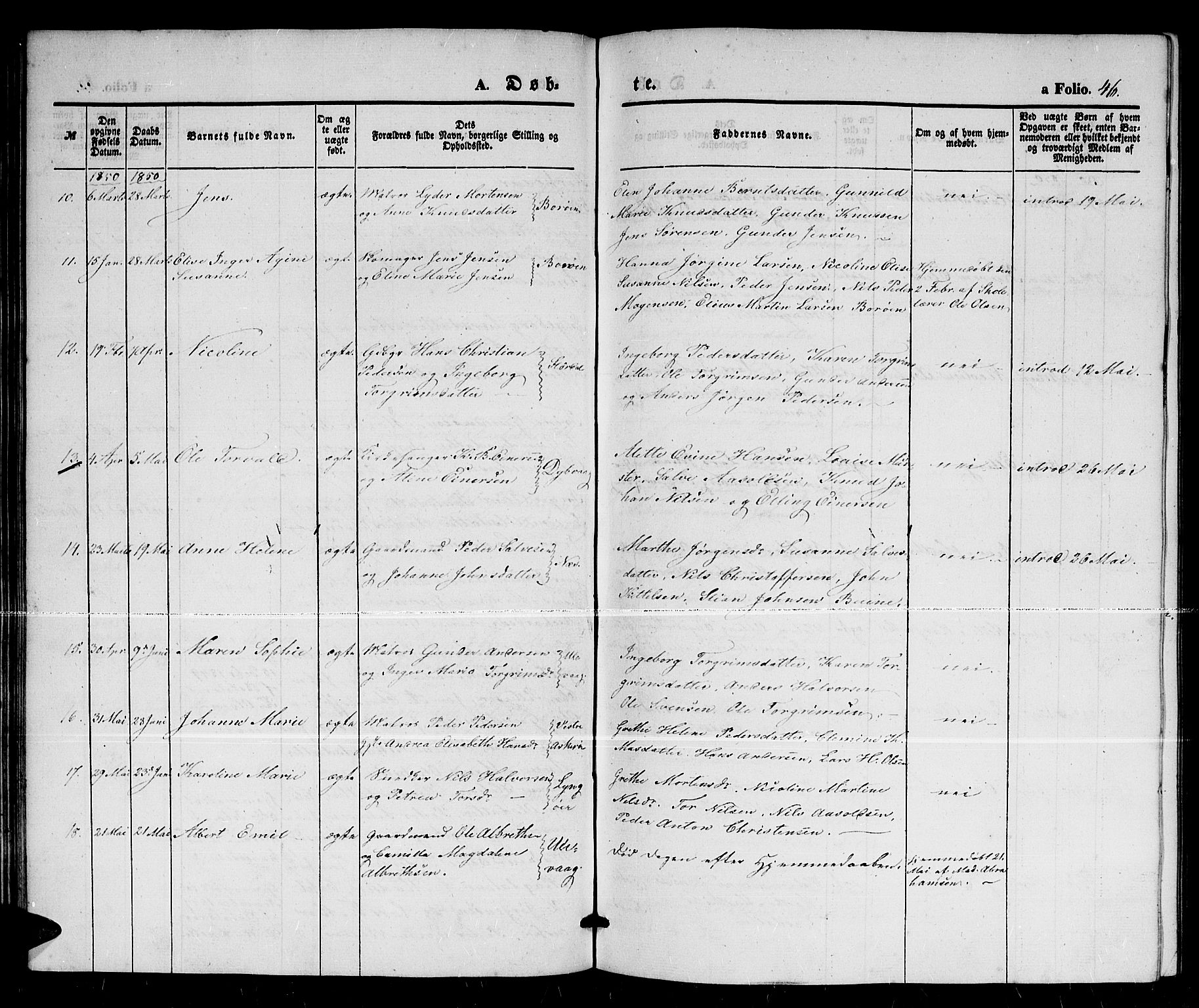 Dypvåg sokneprestkontor, AV/SAK-1111-0007/F/Fb/Fba/L0010: Klokkerbok nr. B 10, 1842-1857, s. 46