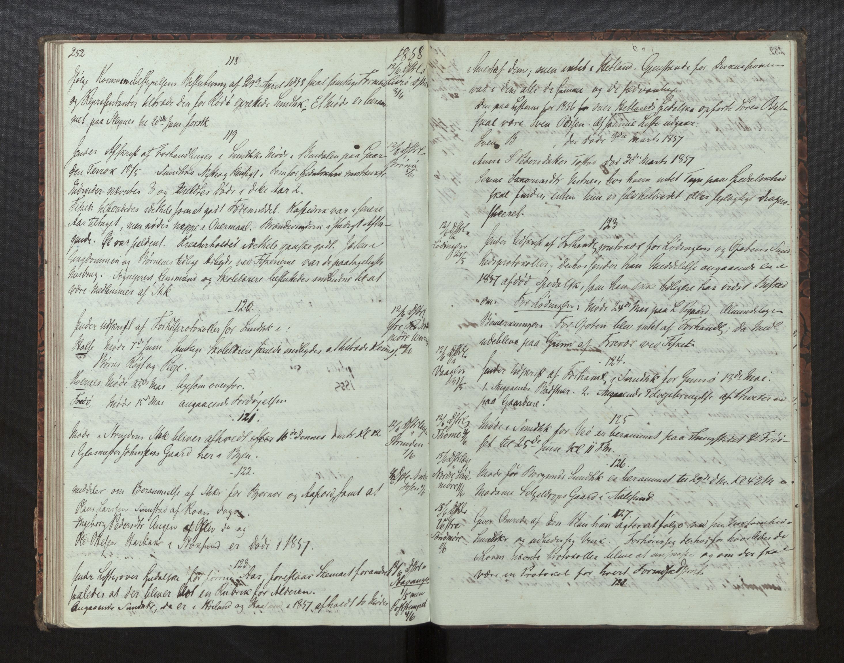Lepraarkiver - Overlegen for den spedalske sykdom, AV/SAB-A-61001/B.c/L0001: Journal, 1854-1859, s. 252-253