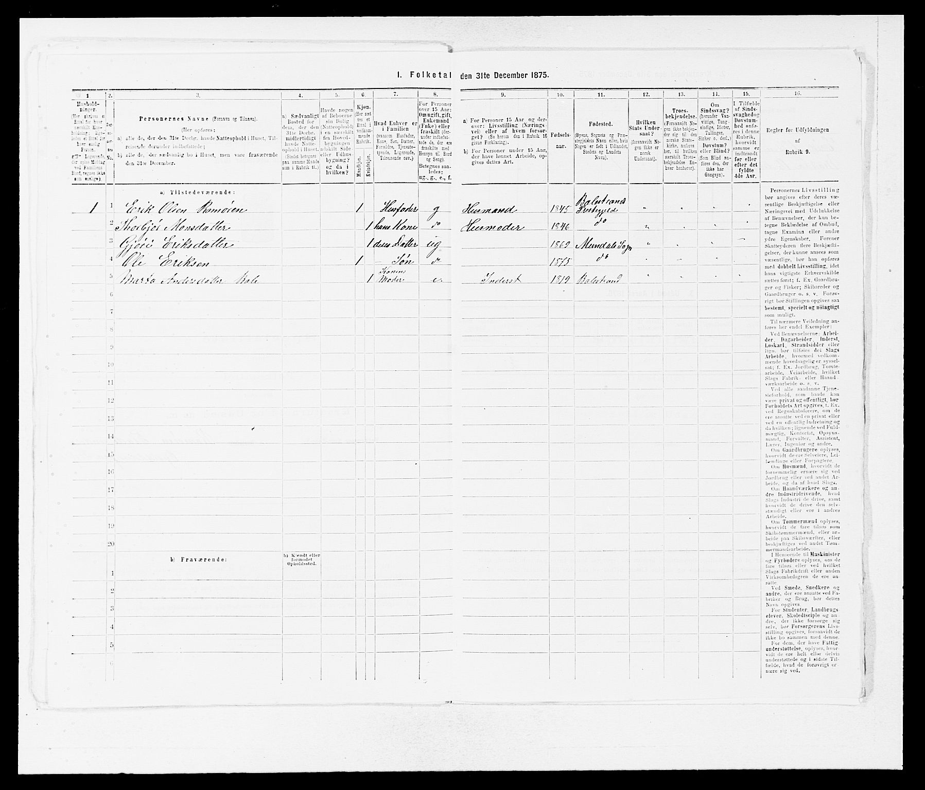 SAB, Folketelling 1875 for 1418P Balestrand prestegjeld, 1875, s. 447