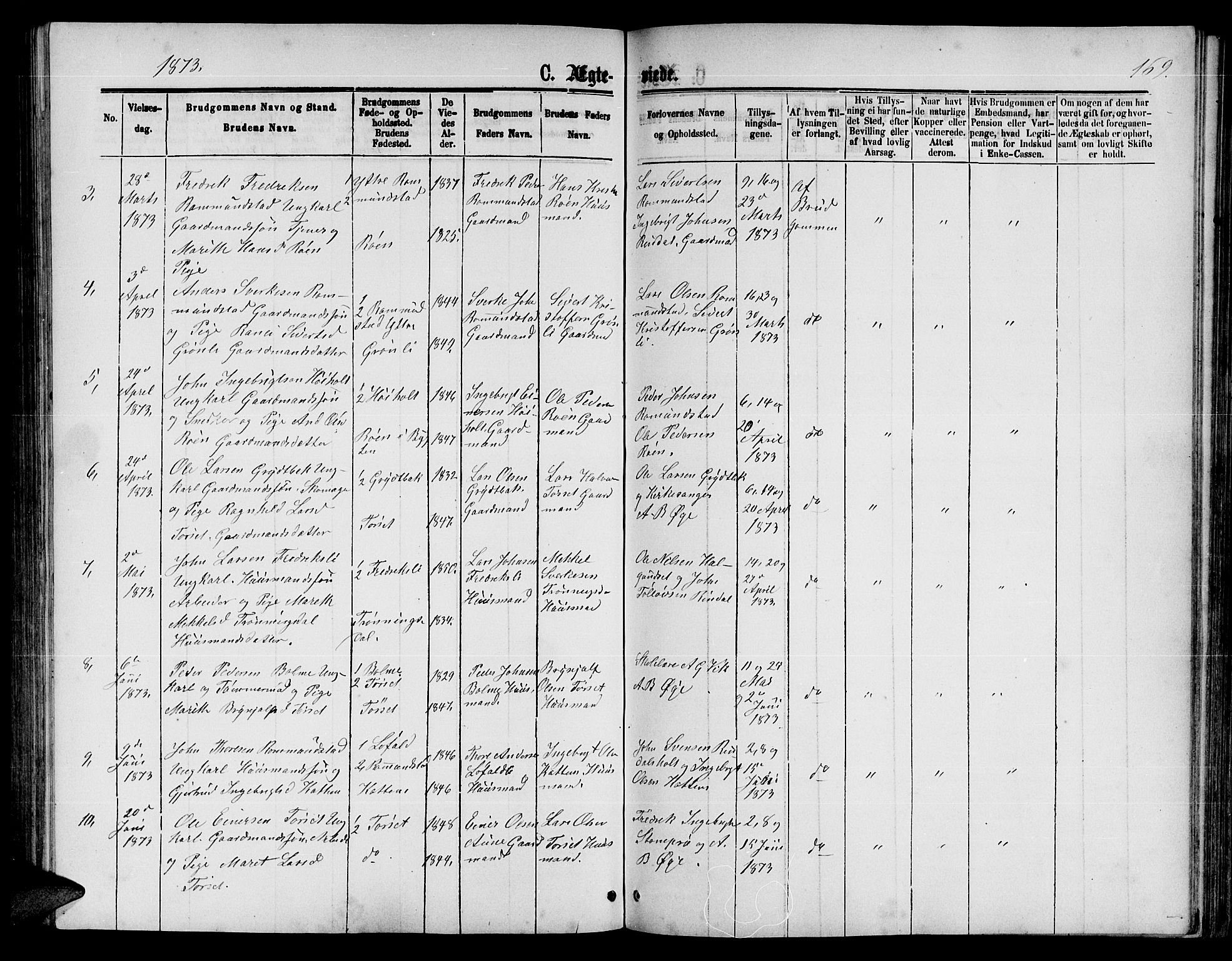 Ministerialprotokoller, klokkerbøker og fødselsregistre - Møre og Romsdal, AV/SAT-A-1454/598/L1076: Klokkerbok nr. 598C01, 1867-1878, s. 169