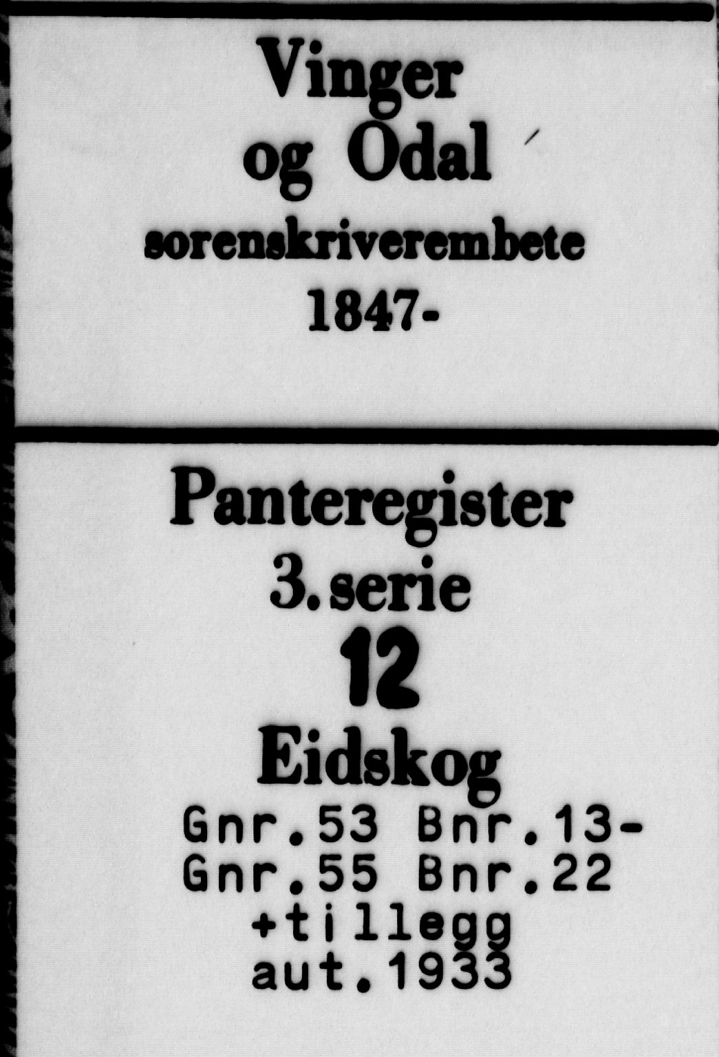 Vinger og Odal sorenskriveri, AV/SAH-TING-022/H/Ha/Hac/Hacd/L0012: Panteregister nr. 3.12, 1933