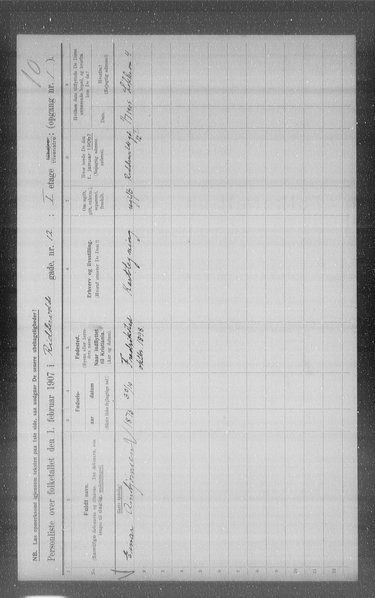 OBA, Kommunal folketelling 1.2.1907 for Kristiania kjøpstad, 1907, s. 42434