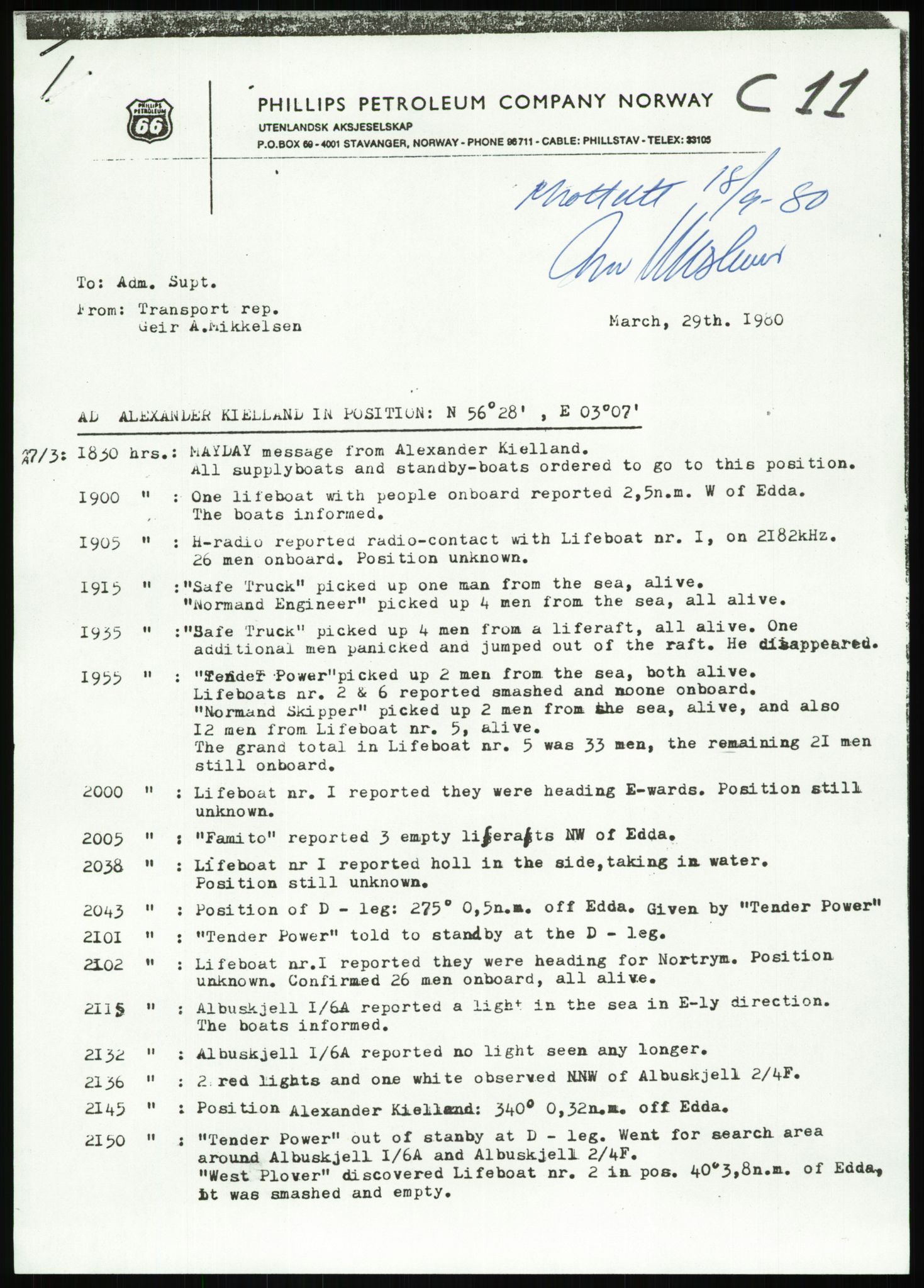 Justisdepartementet, Granskningskommisjonen ved Alexander Kielland-ulykken 27.3.1980, AV/RA-S-1165/D/L0007: B Stavanger Drilling A/S (Doku.liste + B1-B3 av av 4)/C Phillips Petroleum Company Norway (Doku.liste + C1-C12 av 12)/D Forex Neptune (Doku.liste + D1-D8 av 9), 1980-1981, s. 322