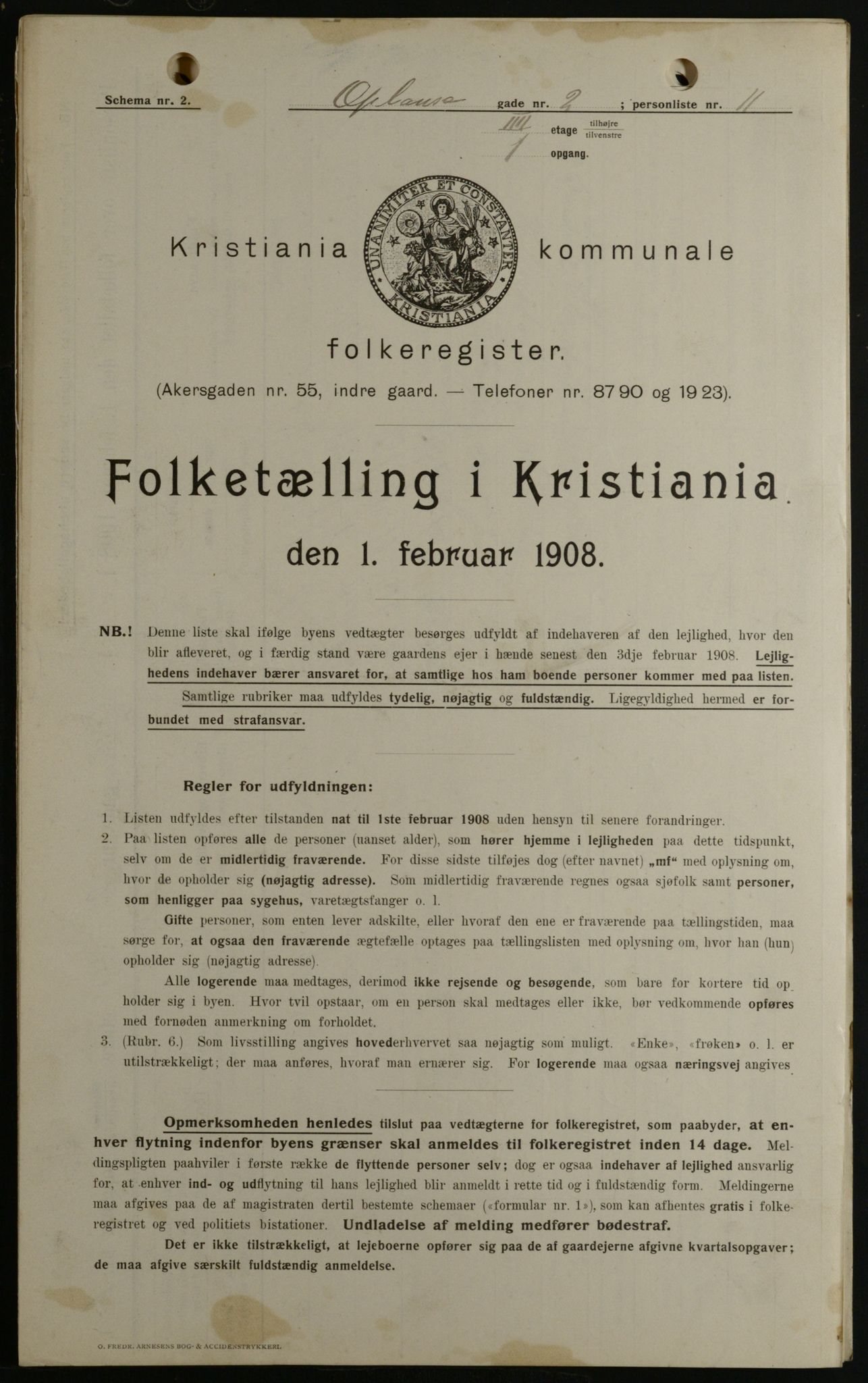 OBA, Kommunal folketelling 1.2.1908 for Kristiania kjøpstad, 1908, s. 67875