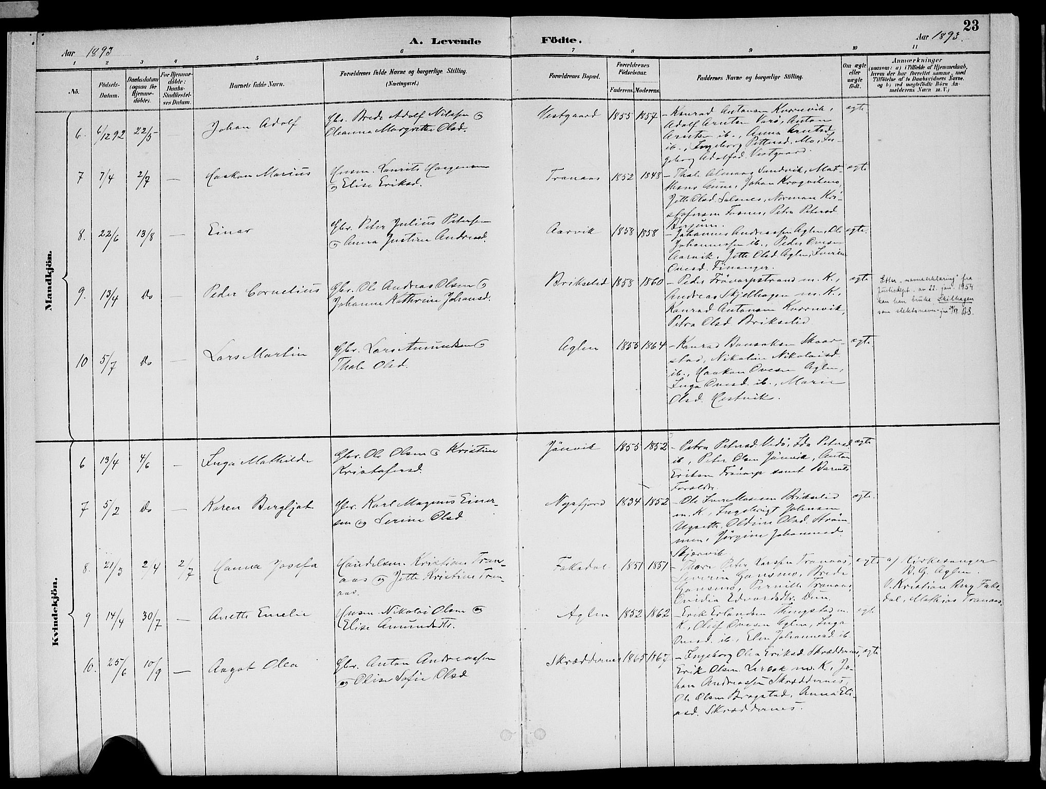 Ministerialprotokoller, klokkerbøker og fødselsregistre - Nord-Trøndelag, SAT/A-1458/773/L0617: Ministerialbok nr. 773A08, 1887-1910, s. 23