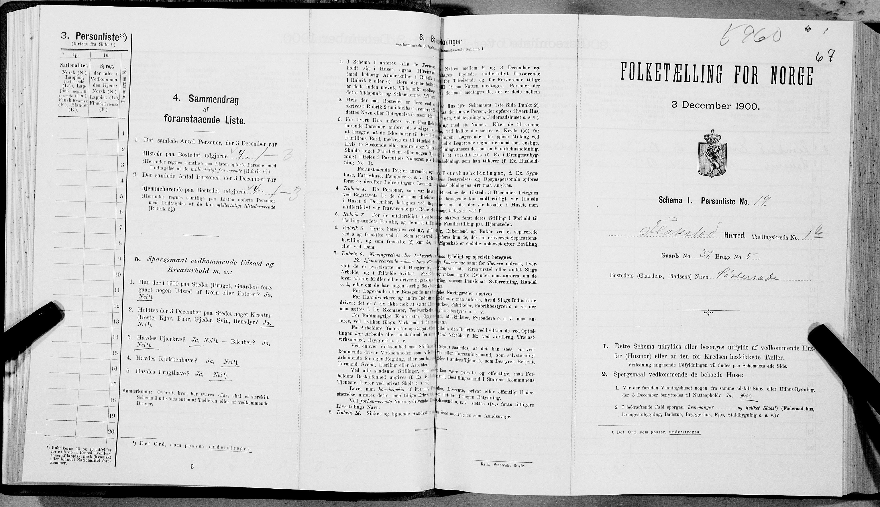 SAT, Folketelling 1900 for 1859 Flakstad herred, 1900, s. 86