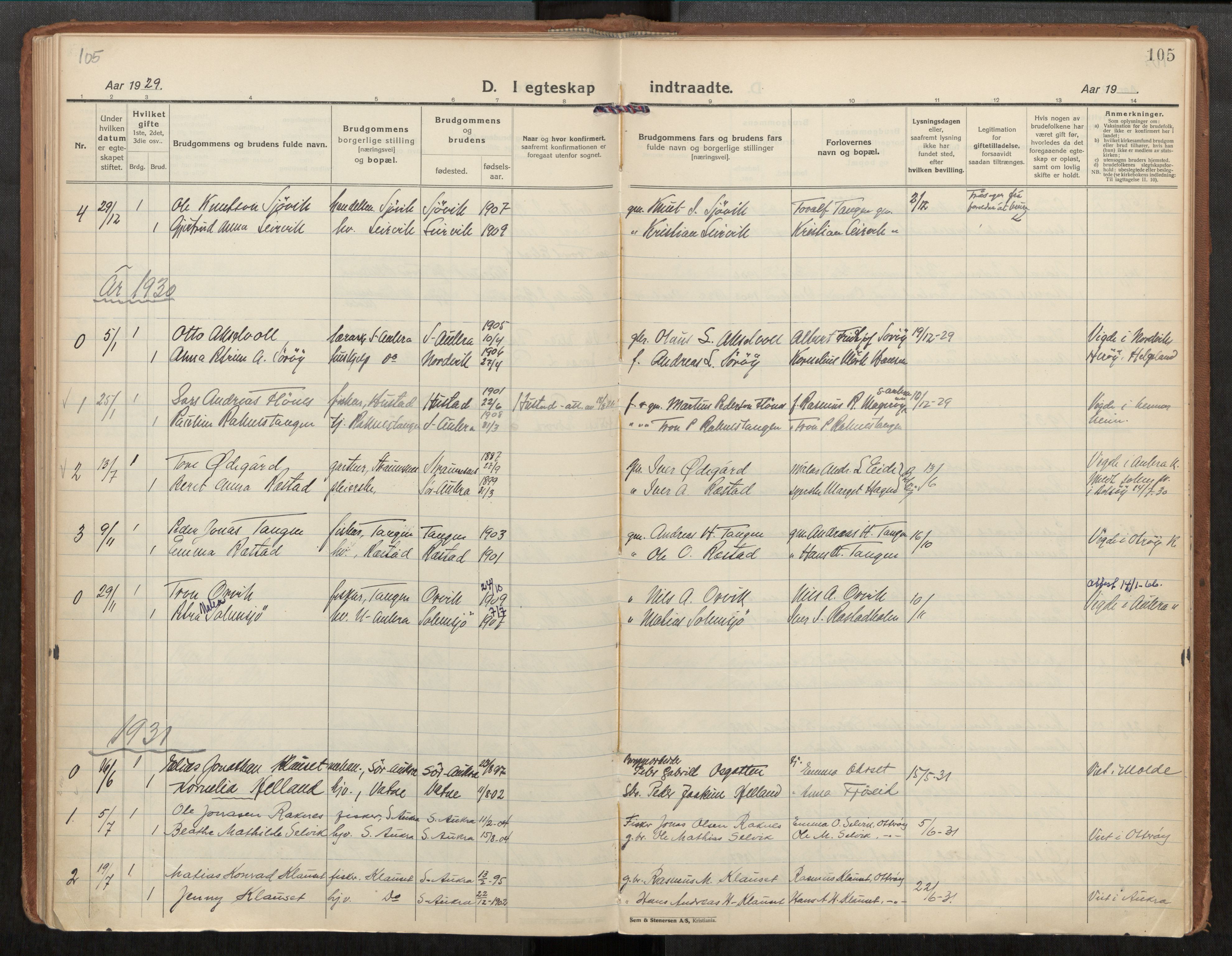 Ministerialprotokoller, klokkerbøker og fødselsregistre - Møre og Romsdal, AV/SAT-A-1454/563/L0741: Ministerialbok nr. 563A03, 1924-1945, s. 105