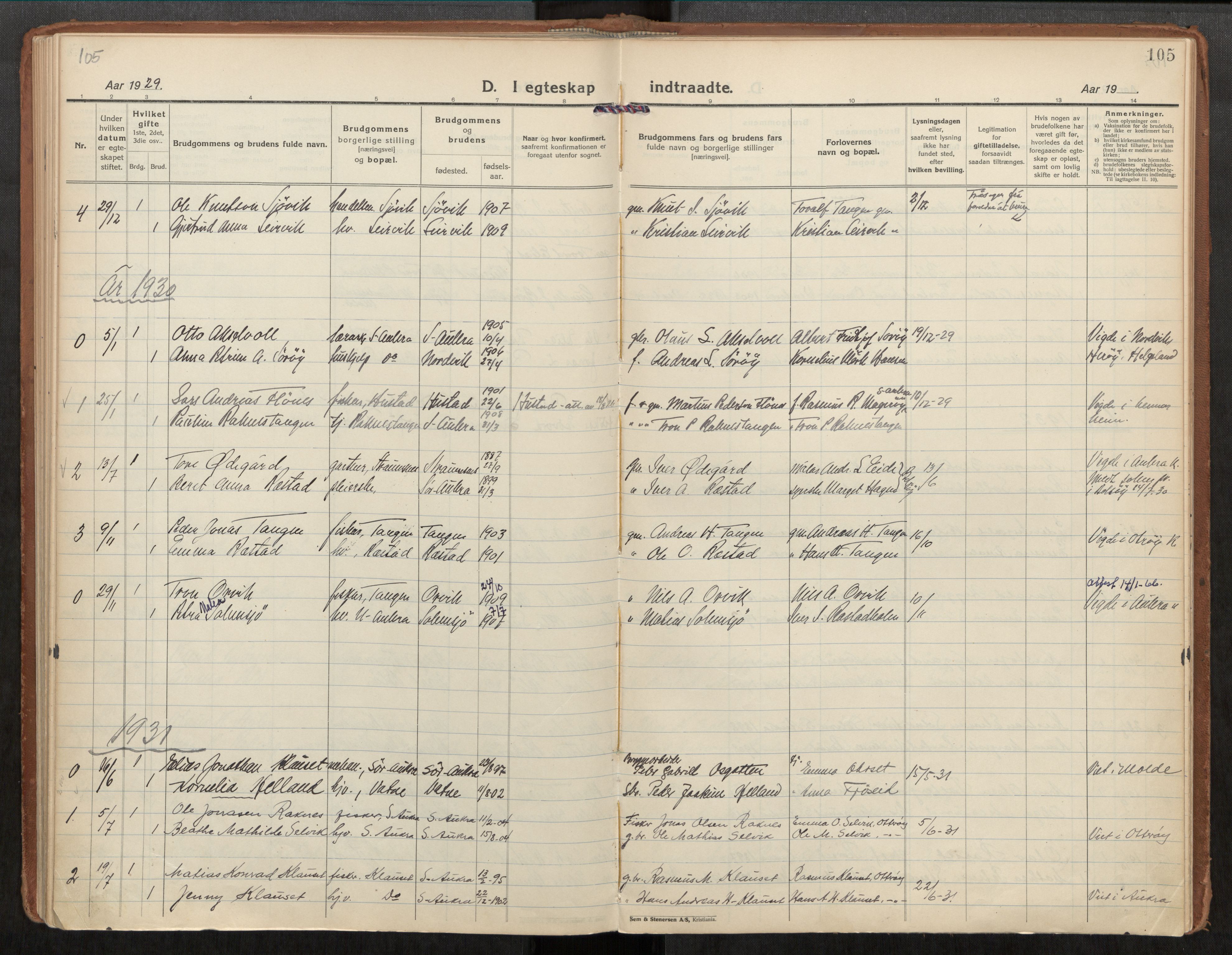 Ministerialprotokoller, klokkerbøker og fødselsregistre - Møre og Romsdal, SAT/A-1454/563/L0741: Ministerialbok nr. 563A03, 1924-1945, s. 105