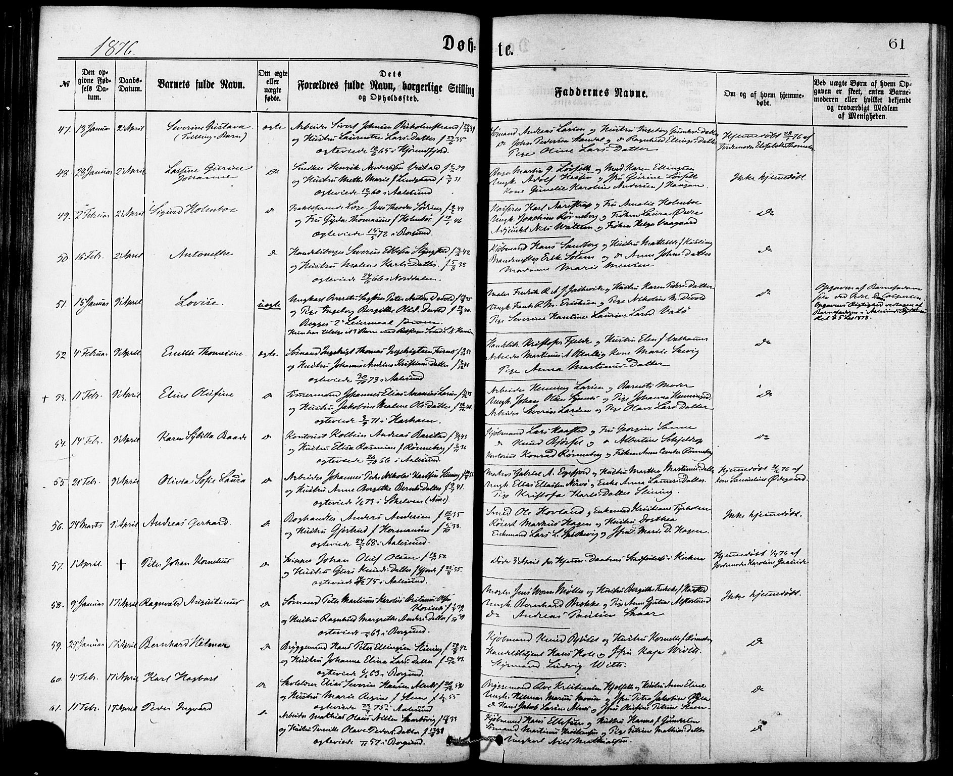 Ministerialprotokoller, klokkerbøker og fødselsregistre - Møre og Romsdal, SAT/A-1454/529/L0453: Ministerialbok nr. 529A03, 1872-1877, s. 61