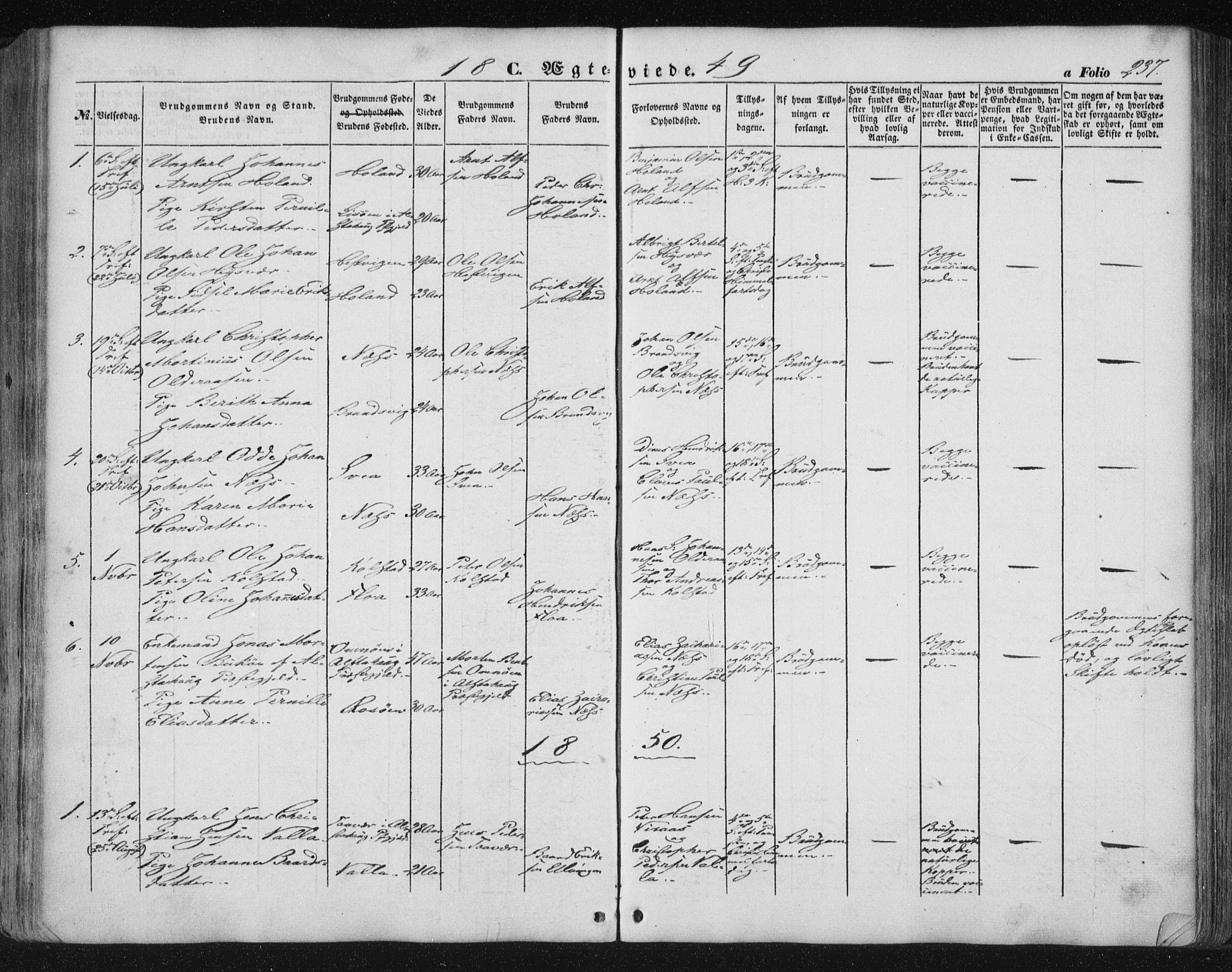 Ministerialprotokoller, klokkerbøker og fødselsregistre - Nordland, AV/SAT-A-1459/816/L0240: Ministerialbok nr. 816A06, 1846-1870, s. 237