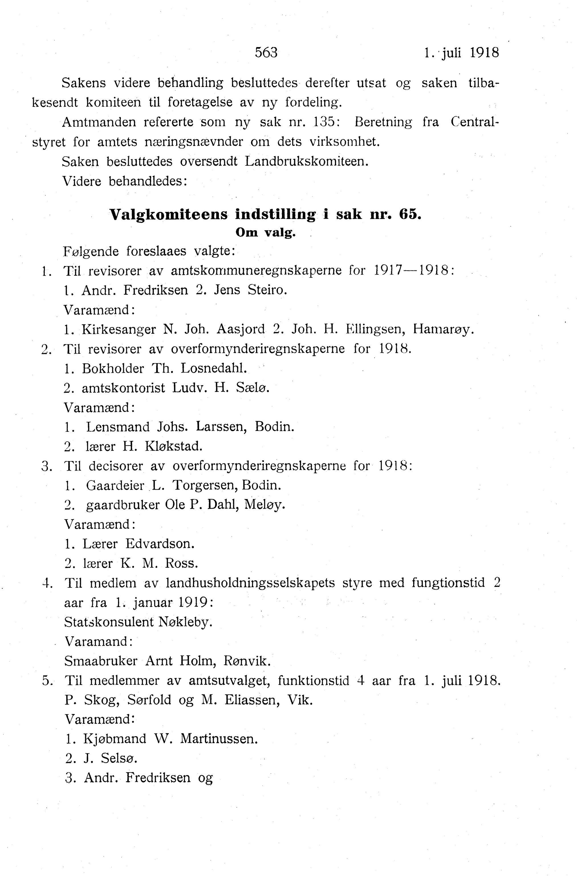 Nordland Fylkeskommune. Fylkestinget, AIN/NFK-17/176/A/Ac/L0041: Fylkestingsforhandlinger 1918, 1918