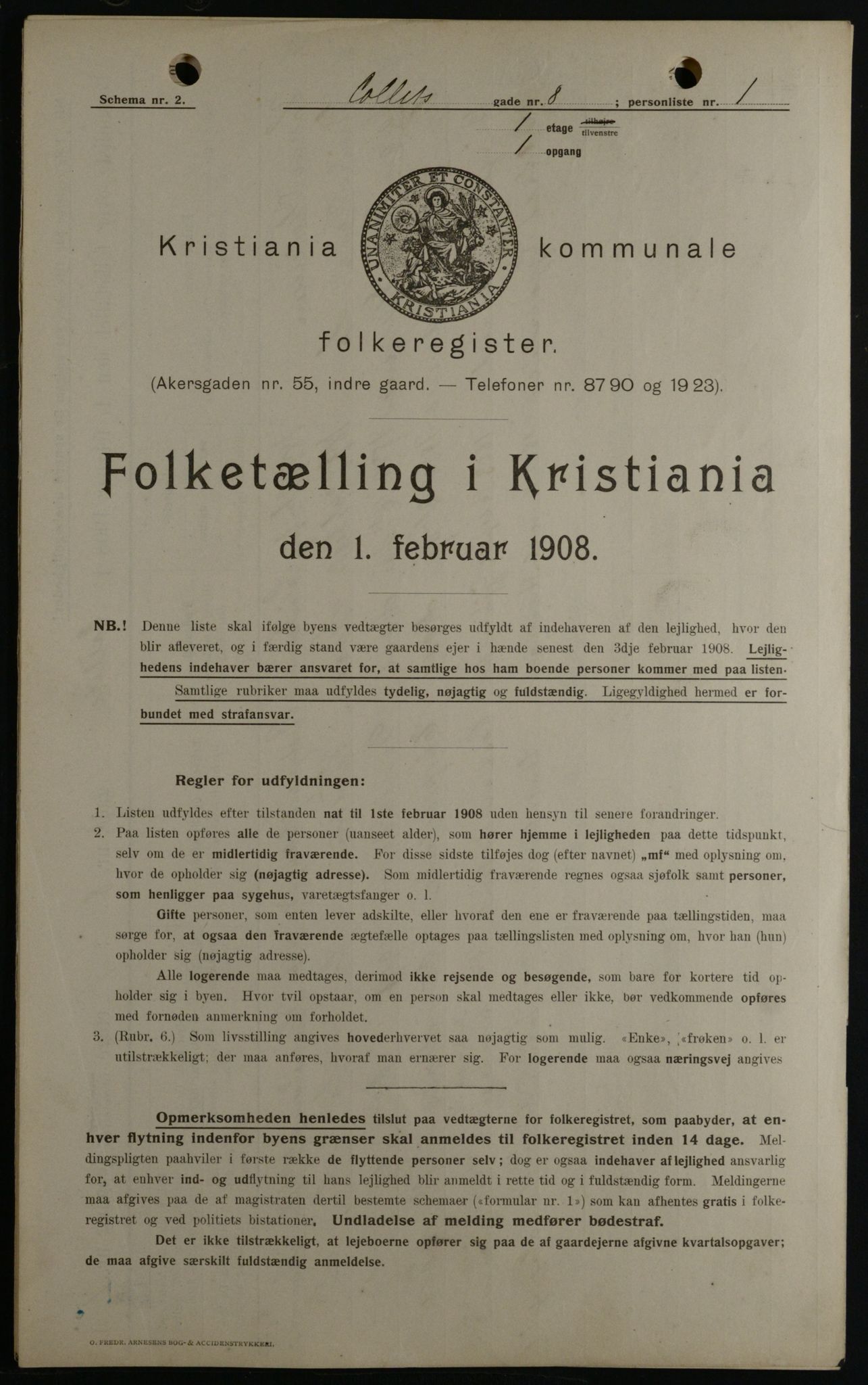 OBA, Kommunal folketelling 1.2.1908 for Kristiania kjøpstad, 1908, s. 12221