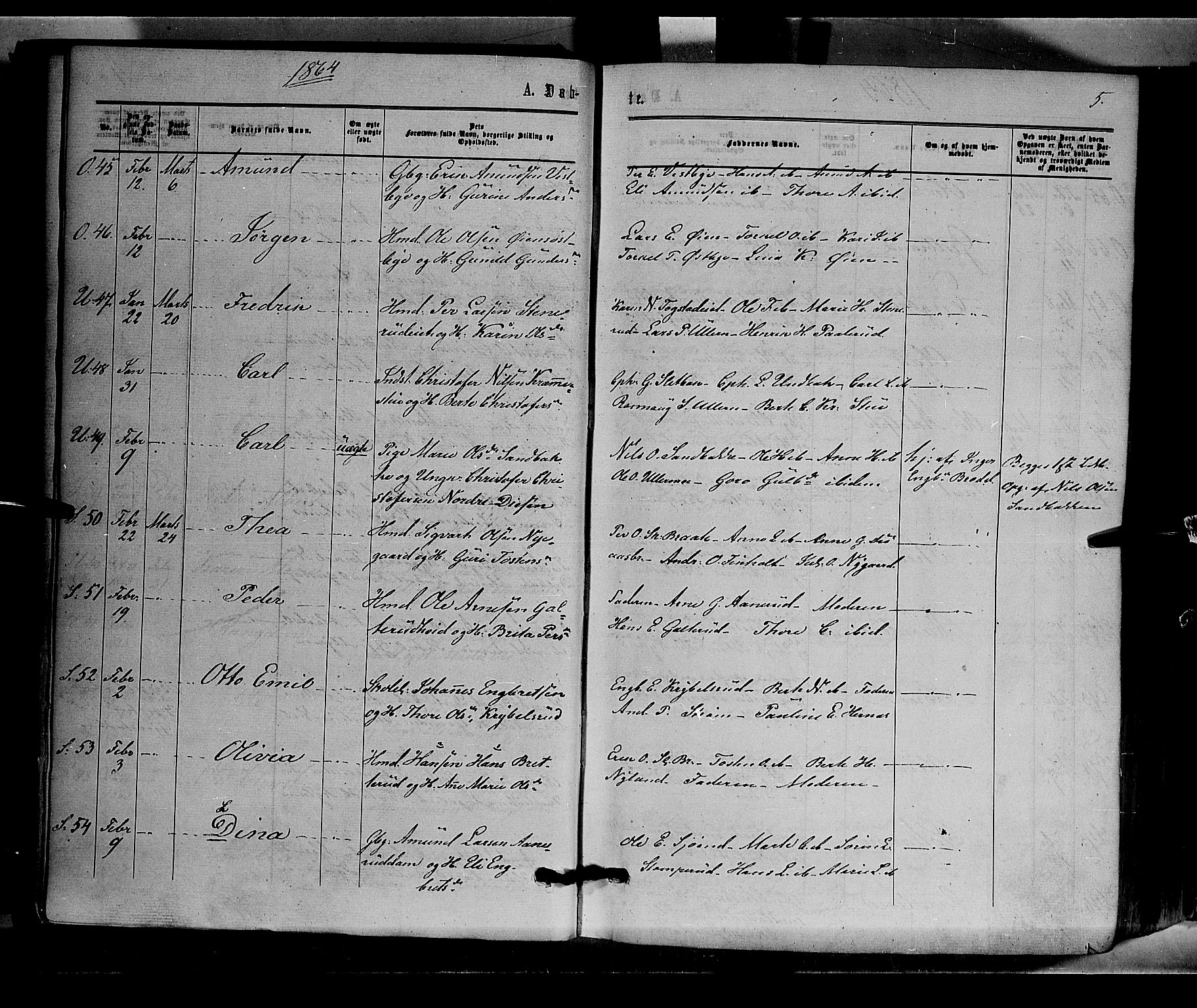 Sør-Odal prestekontor, AV/SAH-PREST-030/H/Ha/Haa/L0003: Ministerialbok nr. 3, 1864-1870, s. 5