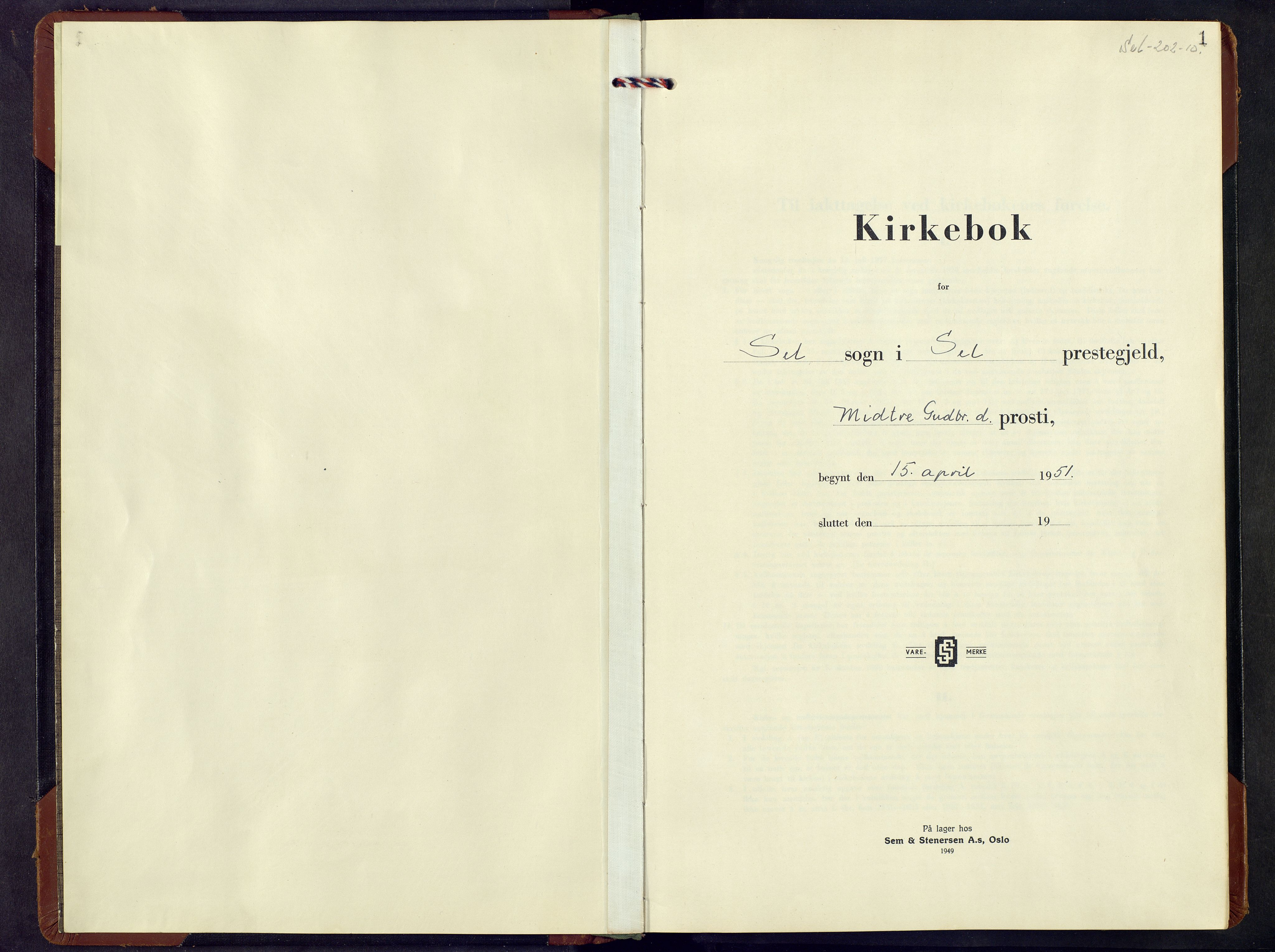 Sel prestekontor, AV/SAH-PREST-074/H/Ha/Hab/L0004: Klokkerbok nr. 4, 1951-1964, s. 1