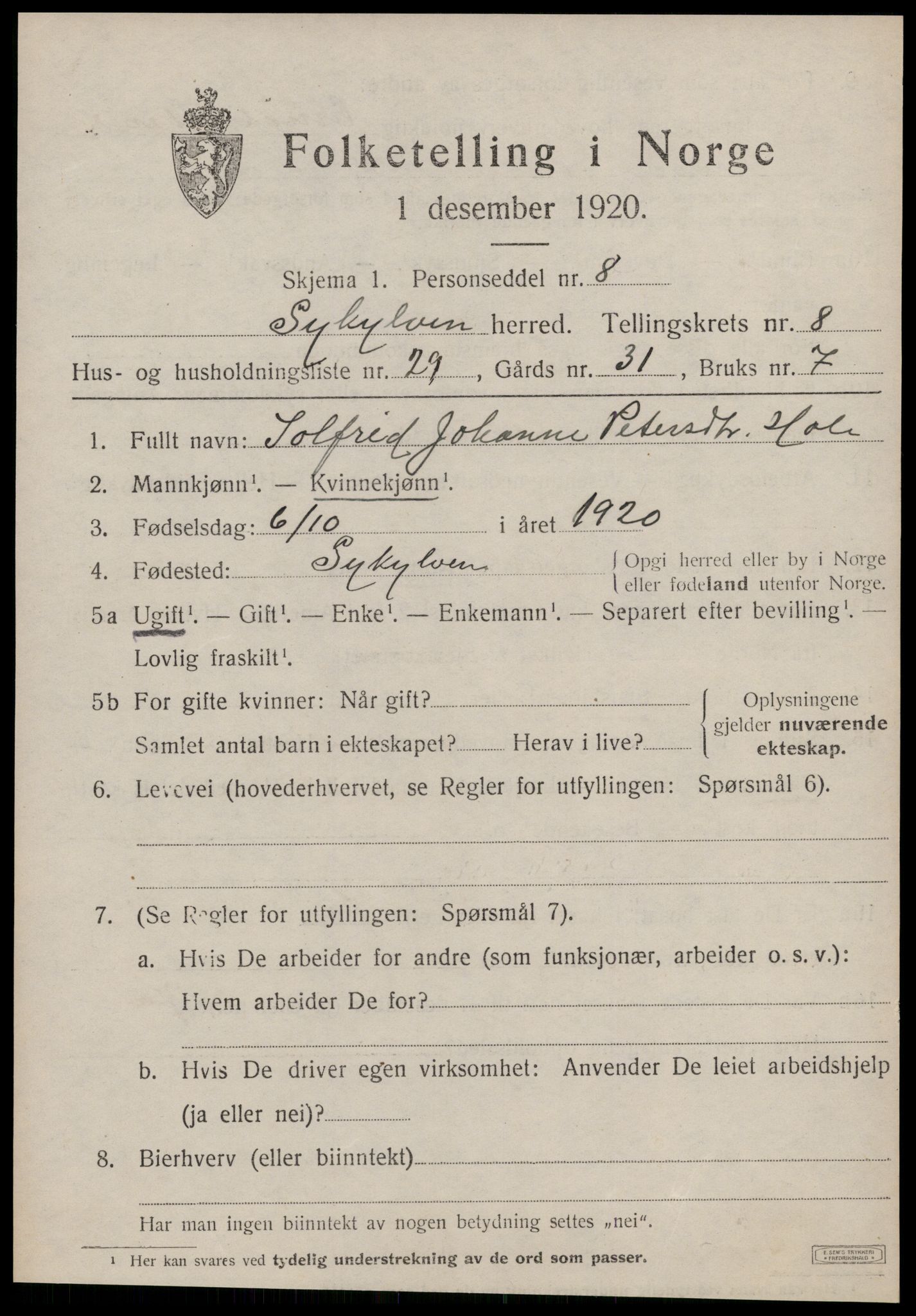 SAT, Folketelling 1920 for 1528 Sykkylven herred, 1920, s. 4673