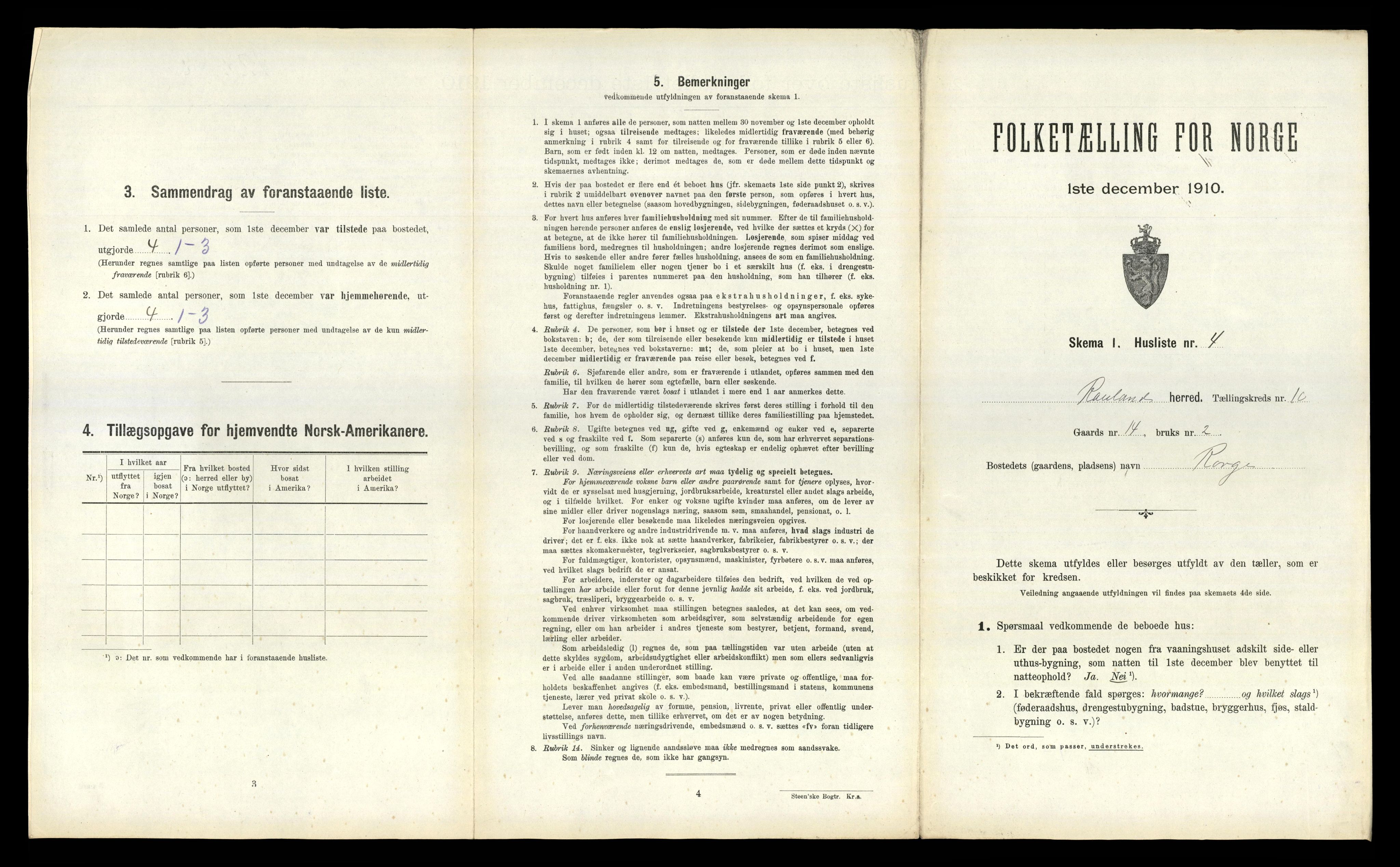 RA, Folketelling 1910 for 0835 Rauland herred, 1910, s. 343