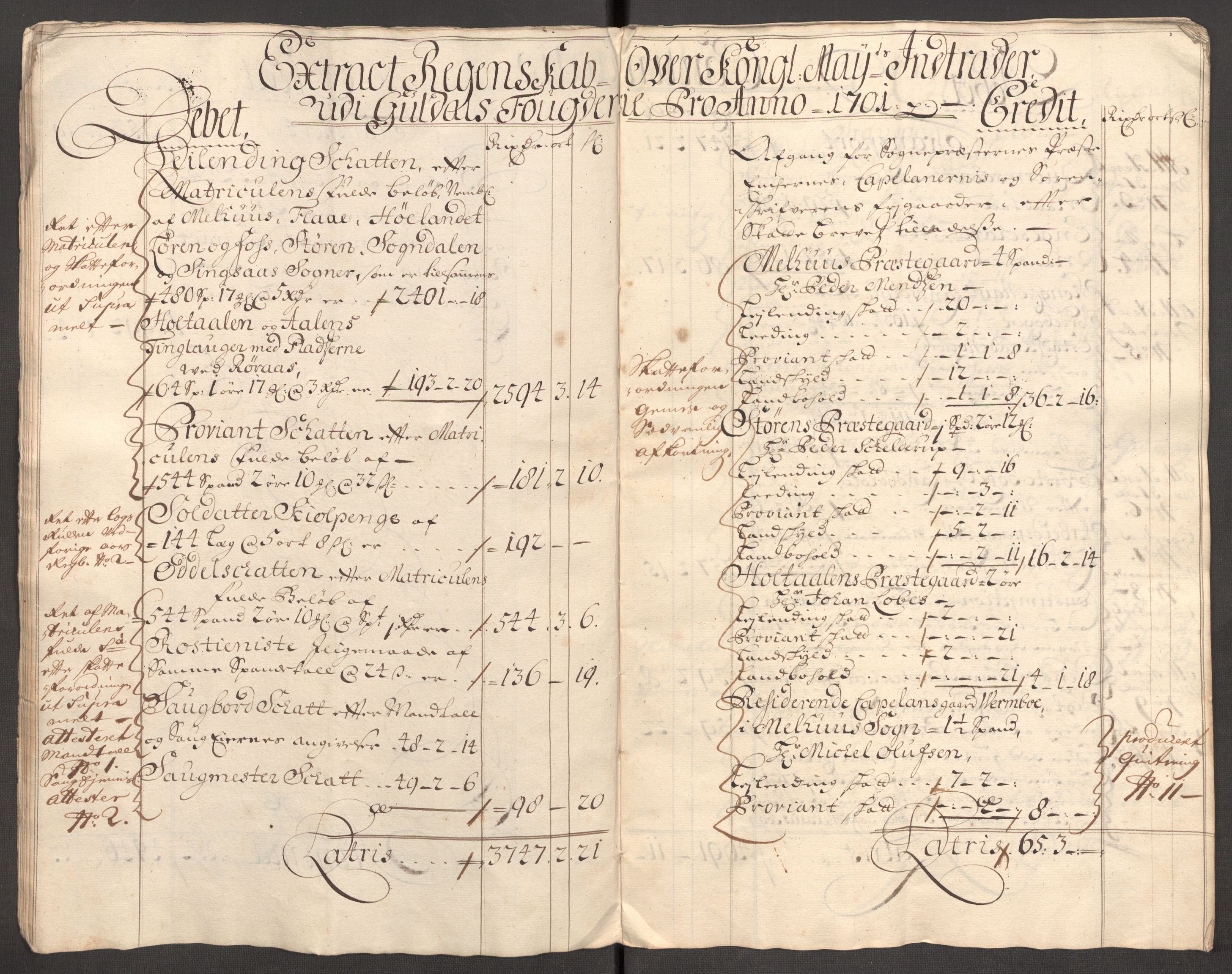 Rentekammeret inntil 1814, Reviderte regnskaper, Fogderegnskap, AV/RA-EA-4092/R60/L3951: Fogderegnskap Orkdal og Gauldal, 1701, s. 11
