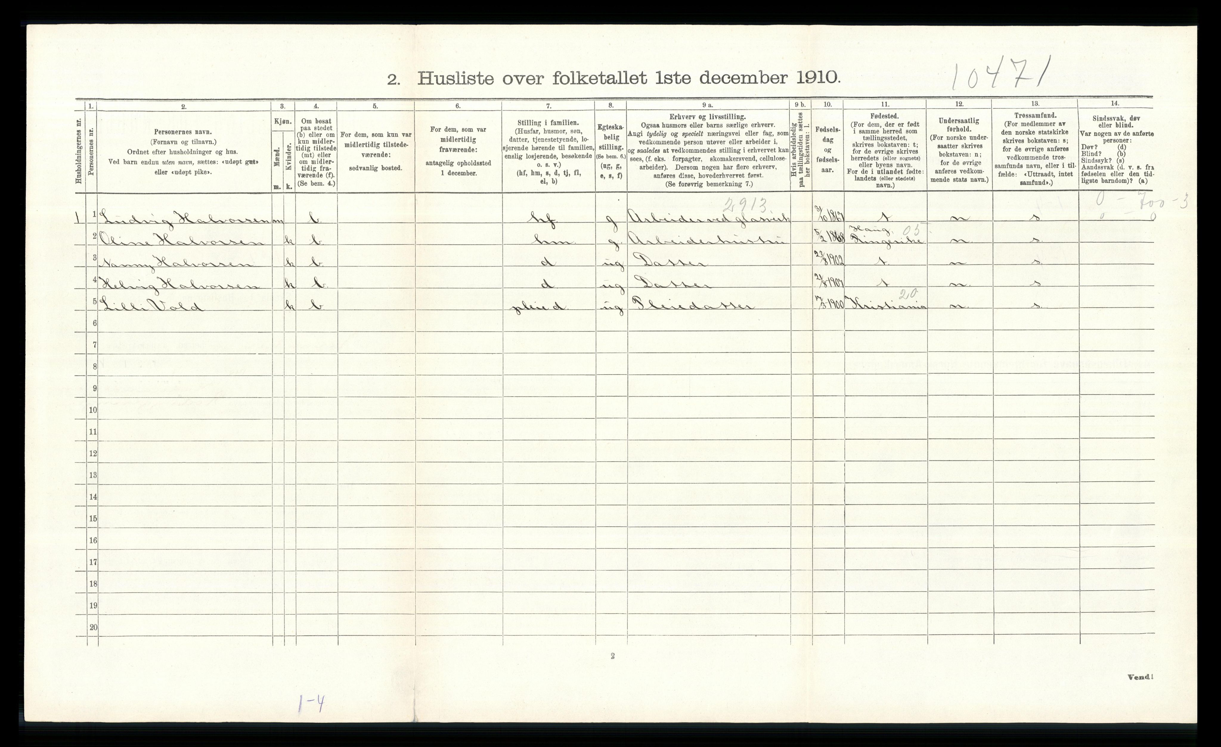 RA, Folketelling 1910 for 0532 Jevnaker herred, 1910, s. 492