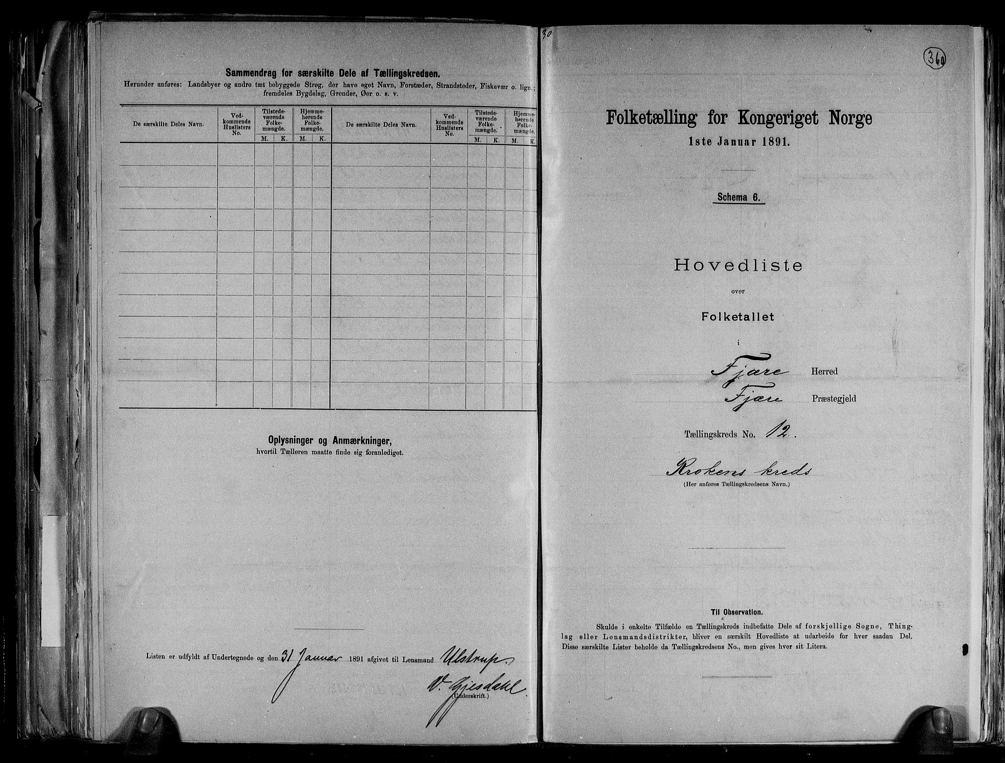 RA, Folketelling 1891 for 0923 Fjære herred, 1891, s. 28