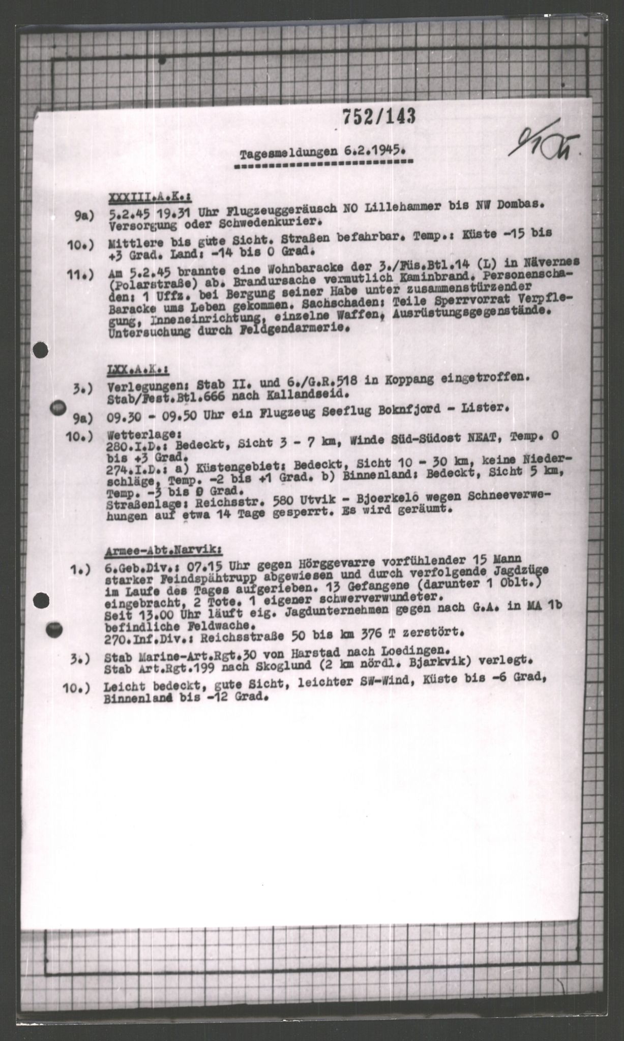 Forsvarets Overkommando. 2 kontor. Arkiv 11.4. Spredte tyske arkivsaker, AV/RA-RAFA-7031/D/Dar/Dara/L0002: Krigsdagbøker for 20. Gebirgs-Armee-Oberkommando (AOK 20), 1945, s. 647