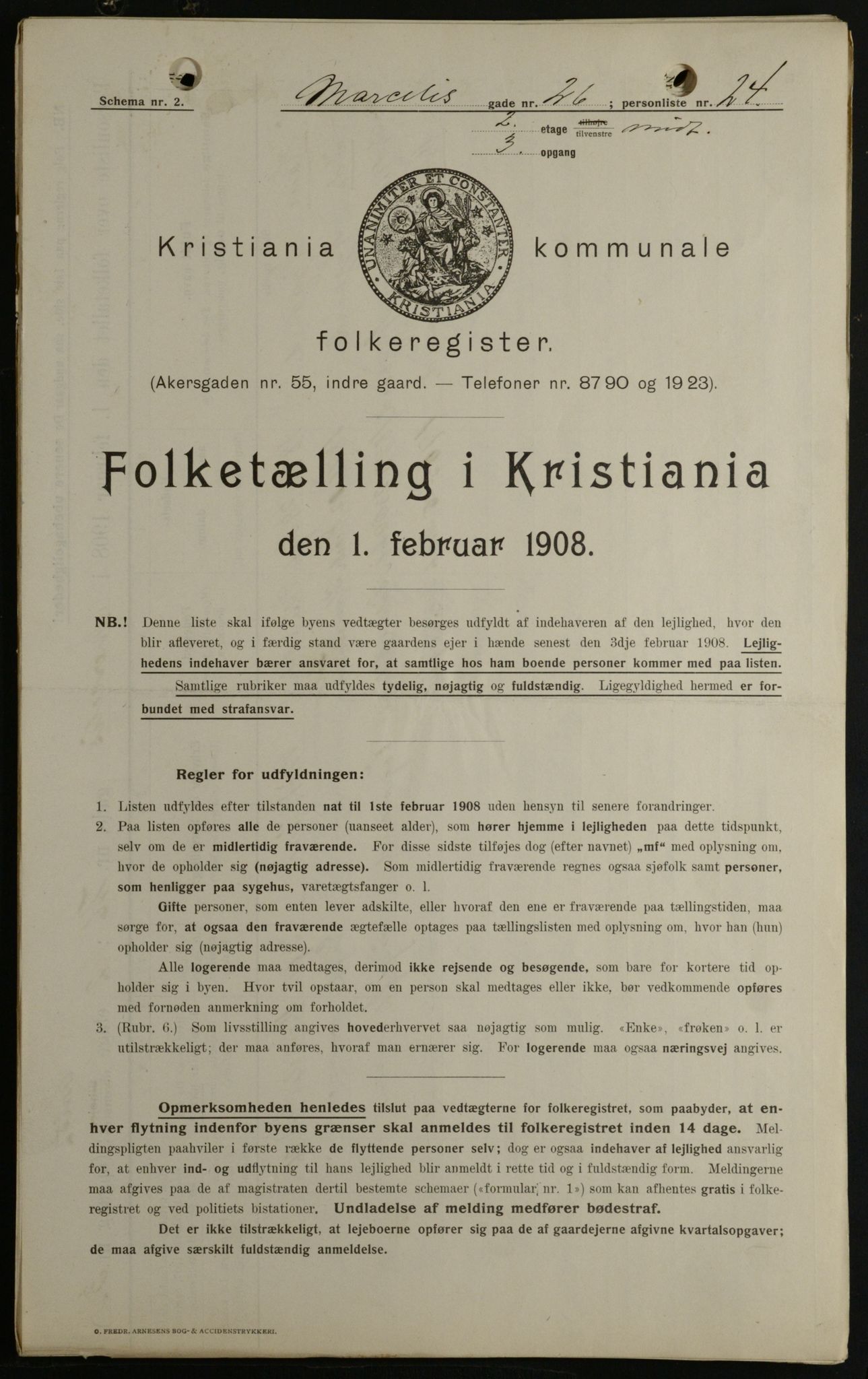 OBA, Kommunal folketelling 1.2.1908 for Kristiania kjøpstad, 1908, s. 57803