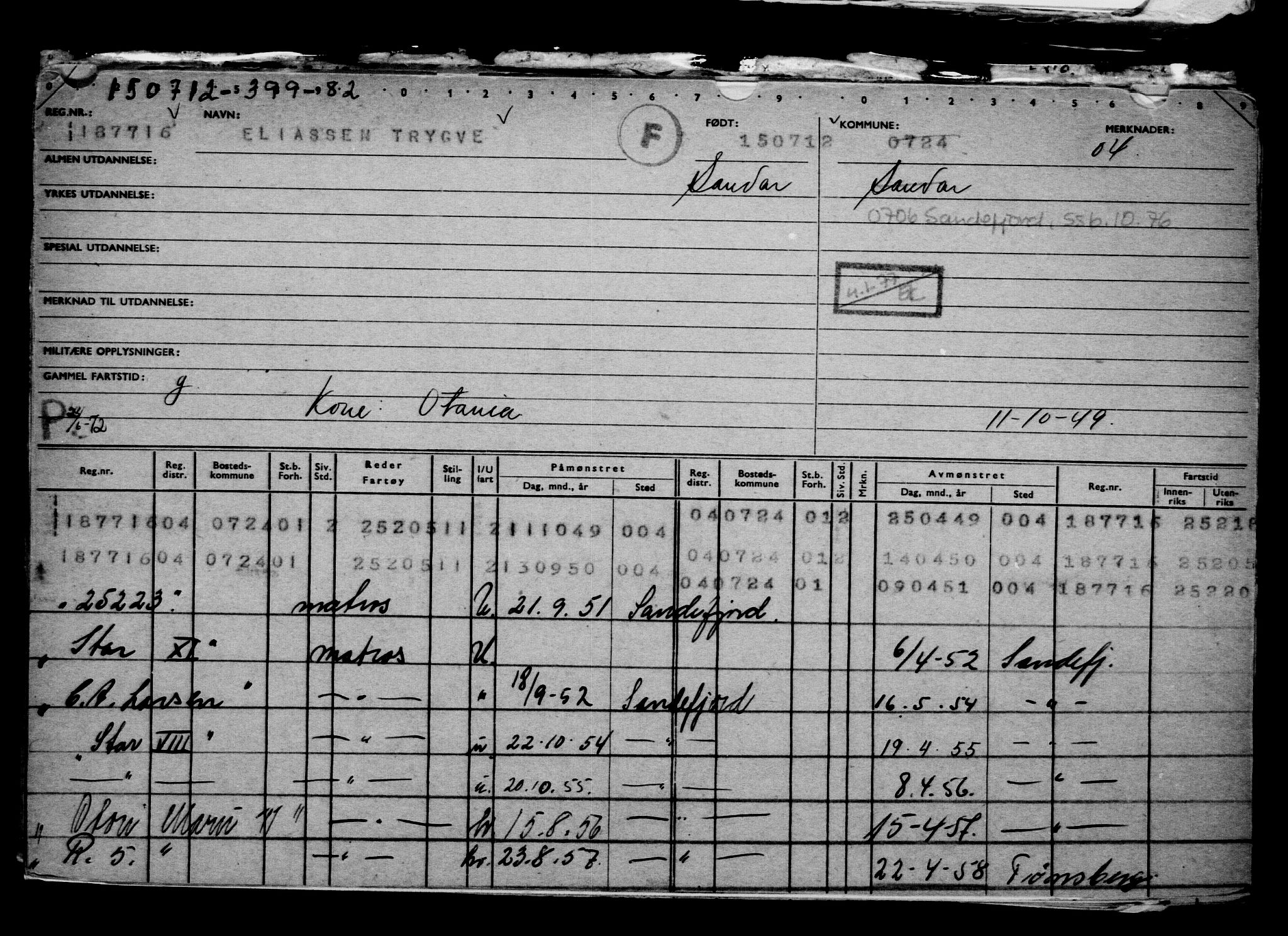 Direktoratet for sjømenn, AV/RA-S-3545/G/Gb/L0106: Hovedkort, 1912, s. 3