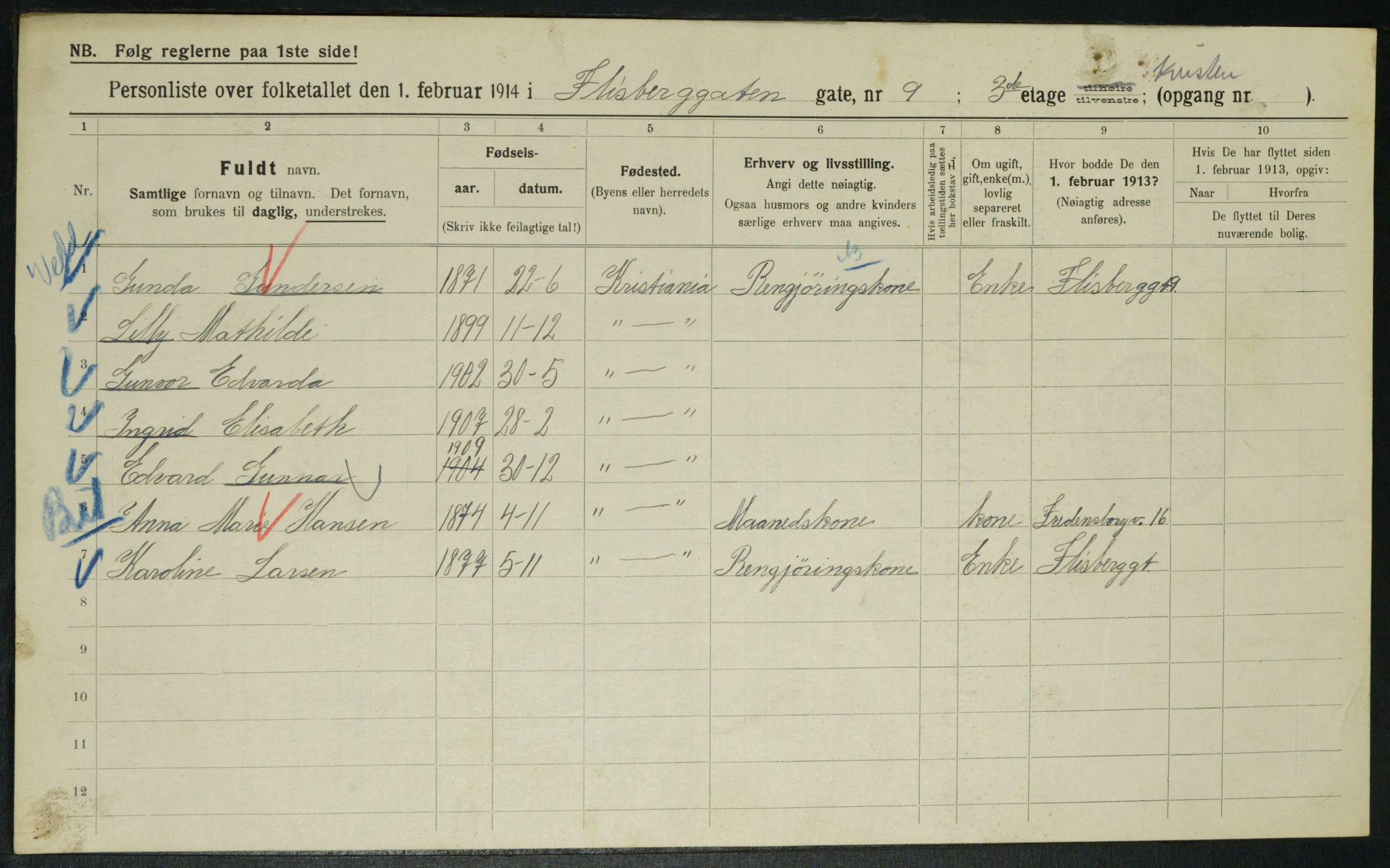 OBA, Kommunal folketelling 1.2.1914 for Kristiania, 1914, s. 24821