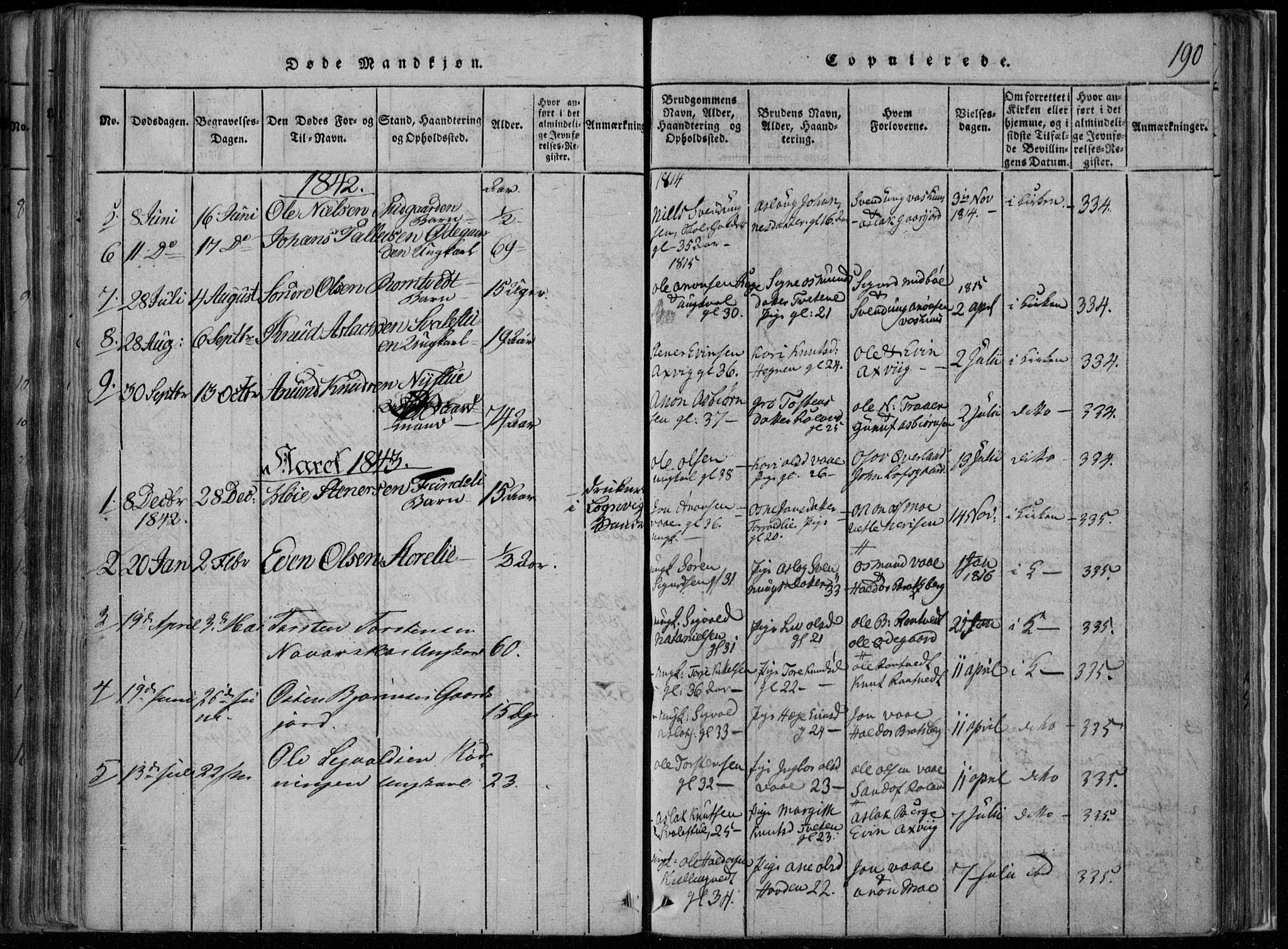 Rauland kirkebøker, AV/SAKO-A-292/F/Fa/L0001: Ministerialbok nr. I 1, 1814-1859, s. 190