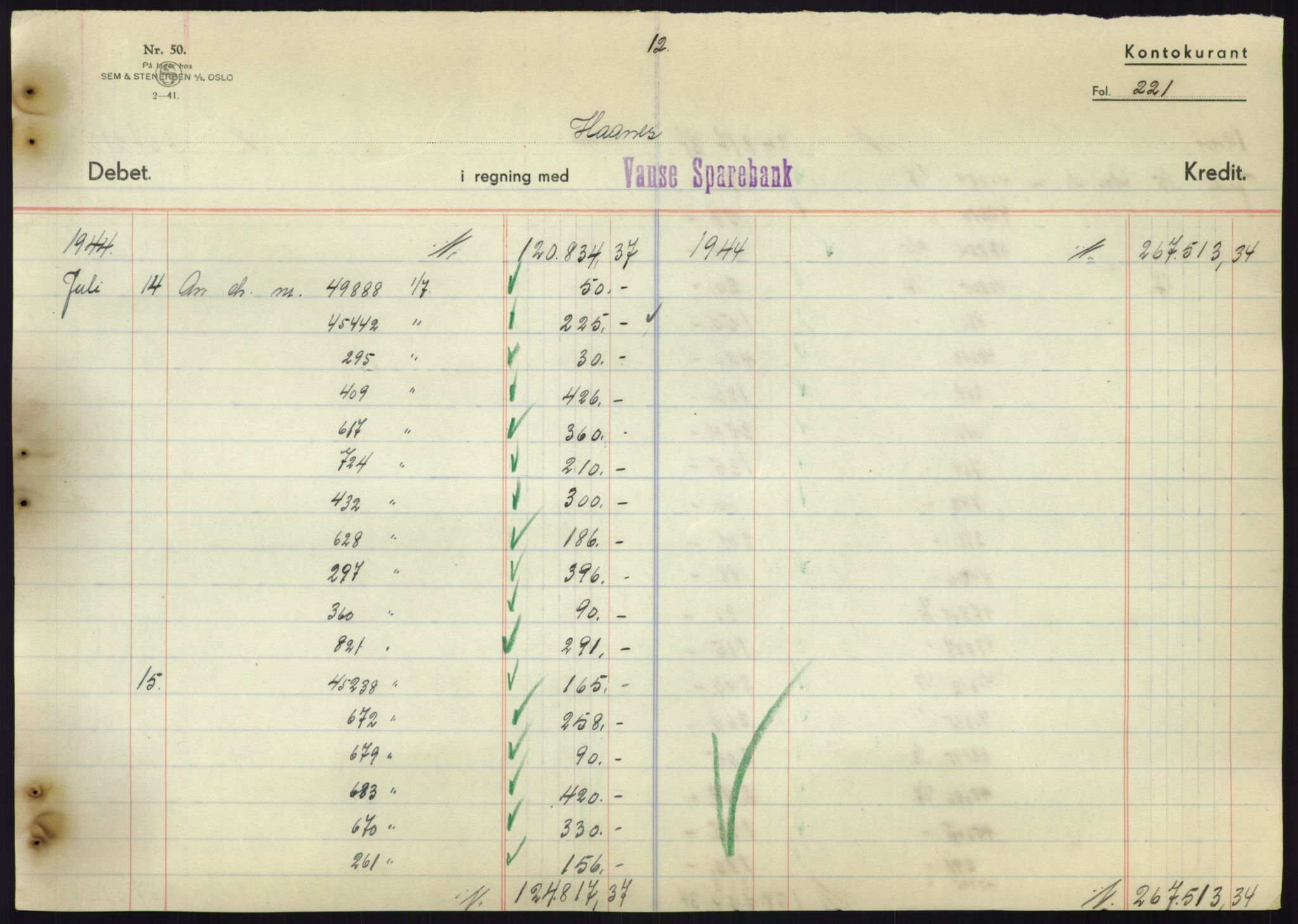 Forsvarsdepartementet, 10. kontor / Oppgjørskontoret, AV/RA-RAFA-1225/D/Db/L0180: Lista oppgjørskontor, 1942-1952, s. 2213