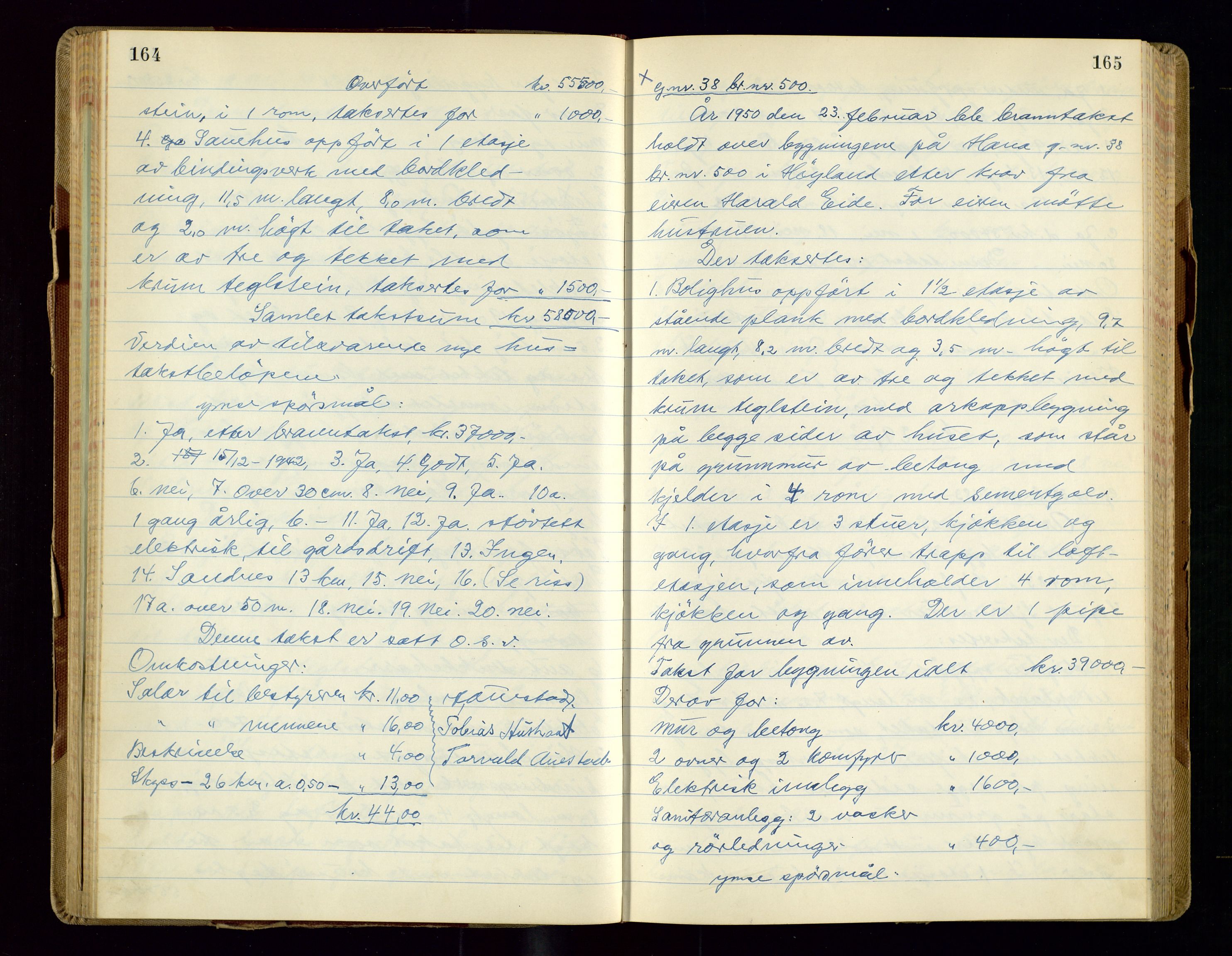 Høyland/Sandnes lensmannskontor, AV/SAST-A-100166/Goa/L0012: "Branntakstprotokoll", 1949-1951, s. 164-165